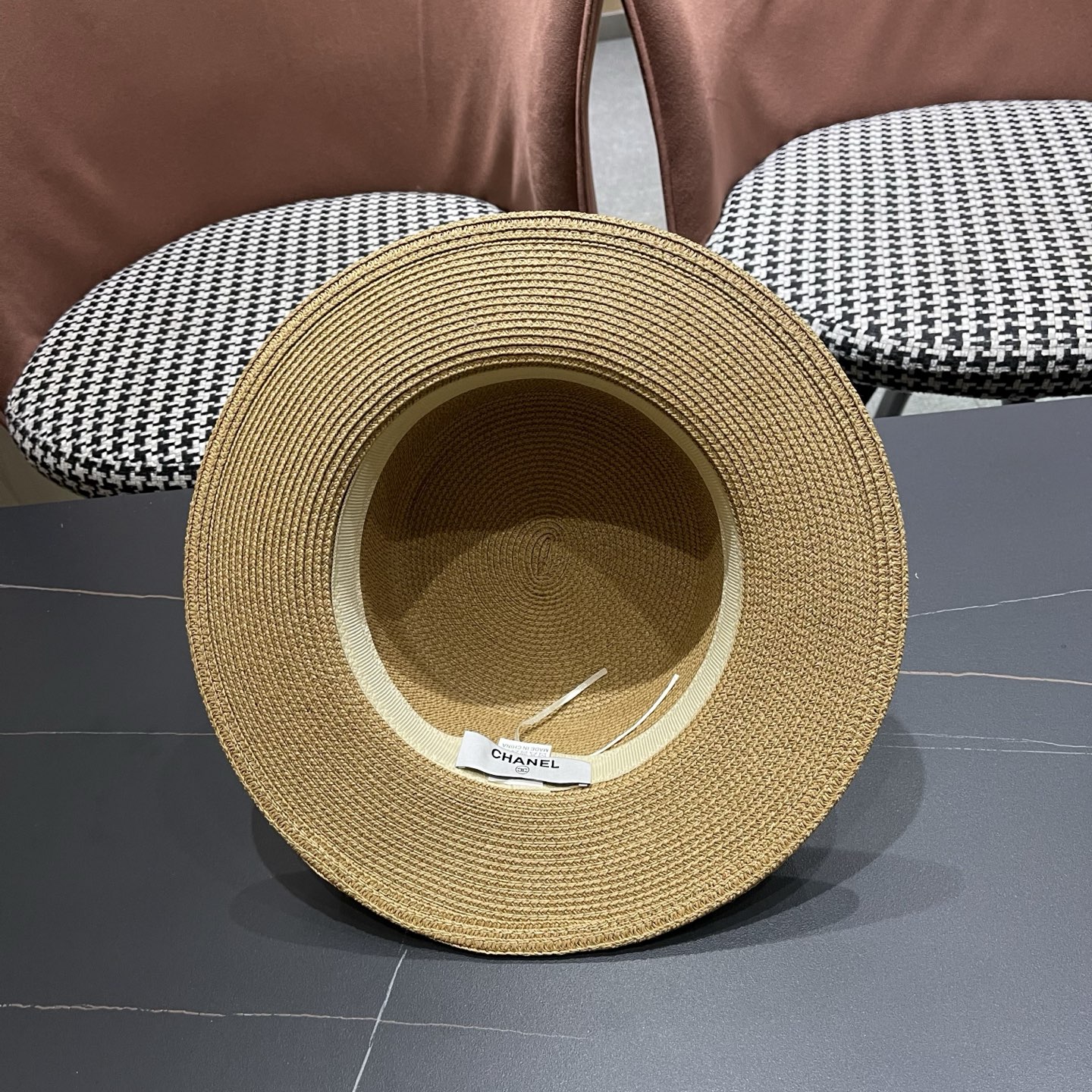 Chanel香奈儿新款平顶草帽，头围57cm