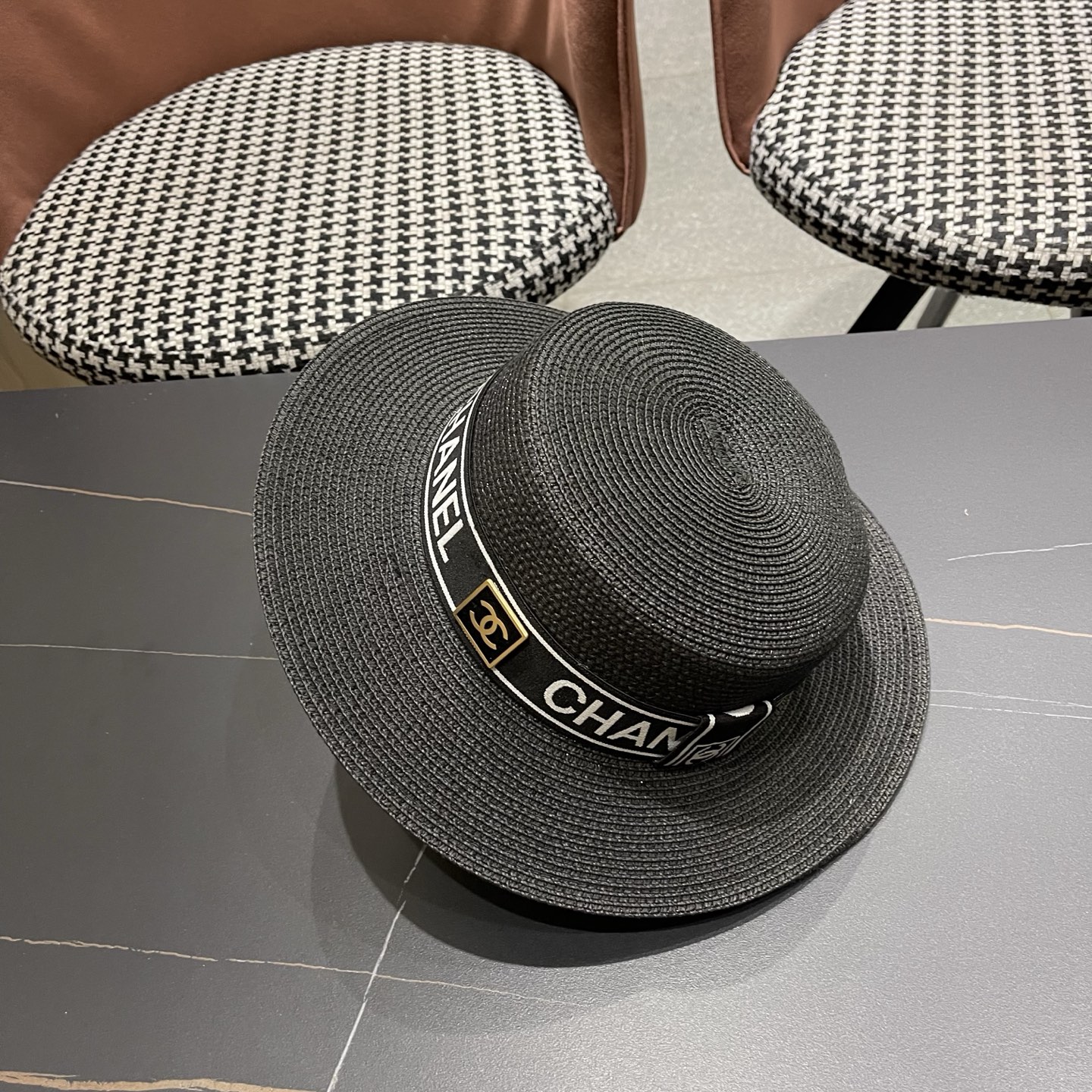 Chanel香奈儿新款平顶草帽，头围57cm