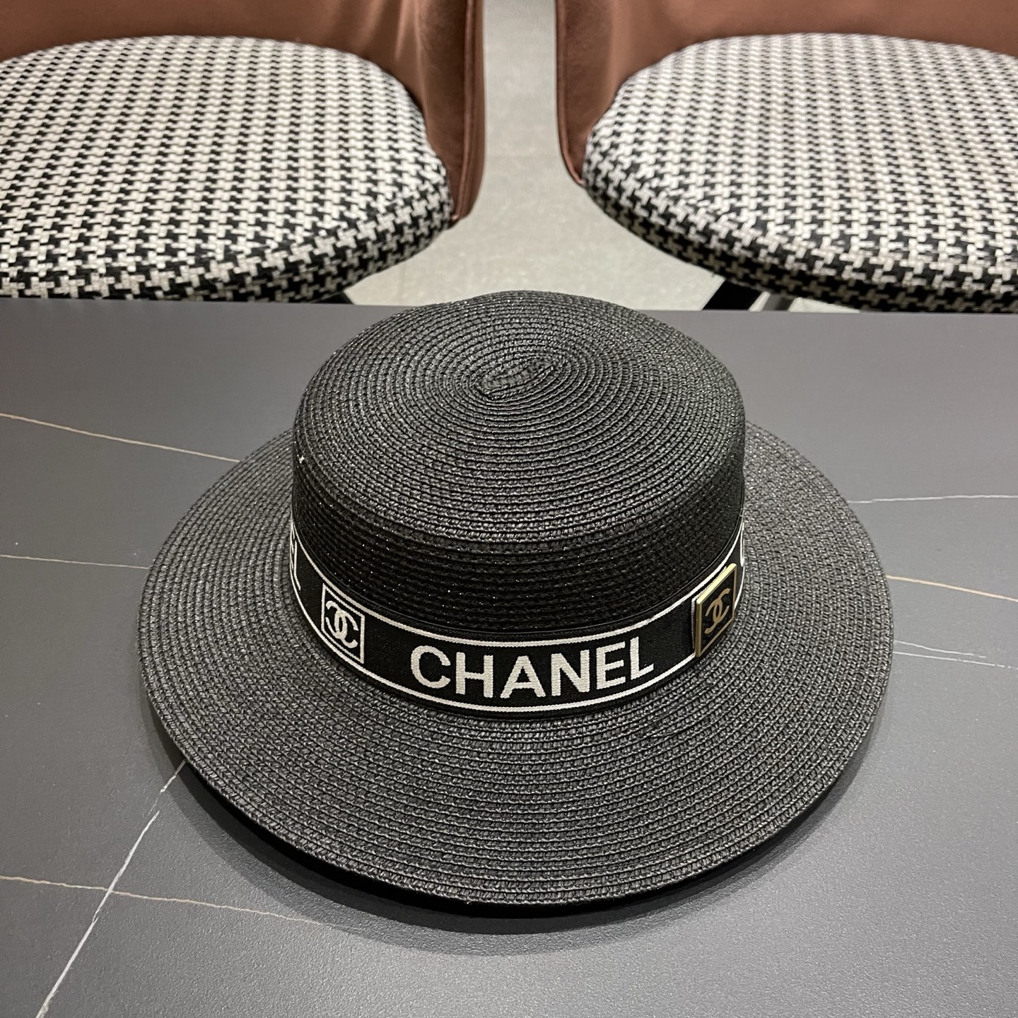 Chanel香奈儿新款平顶草帽，头围57cm