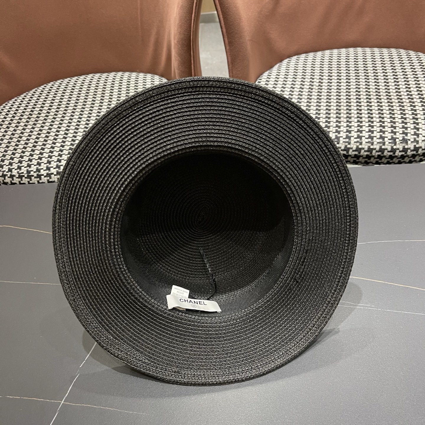 Chanel香奈儿新款平顶草帽，头围57cm