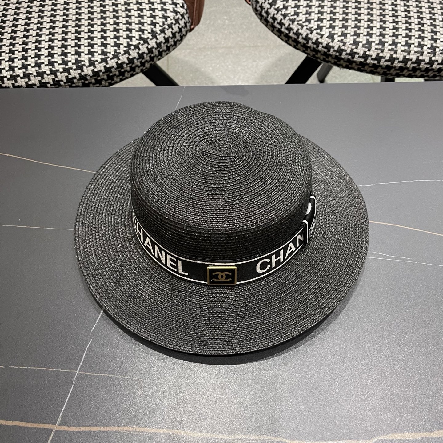 Chanel香奈儿新款平顶草帽，头围57cm