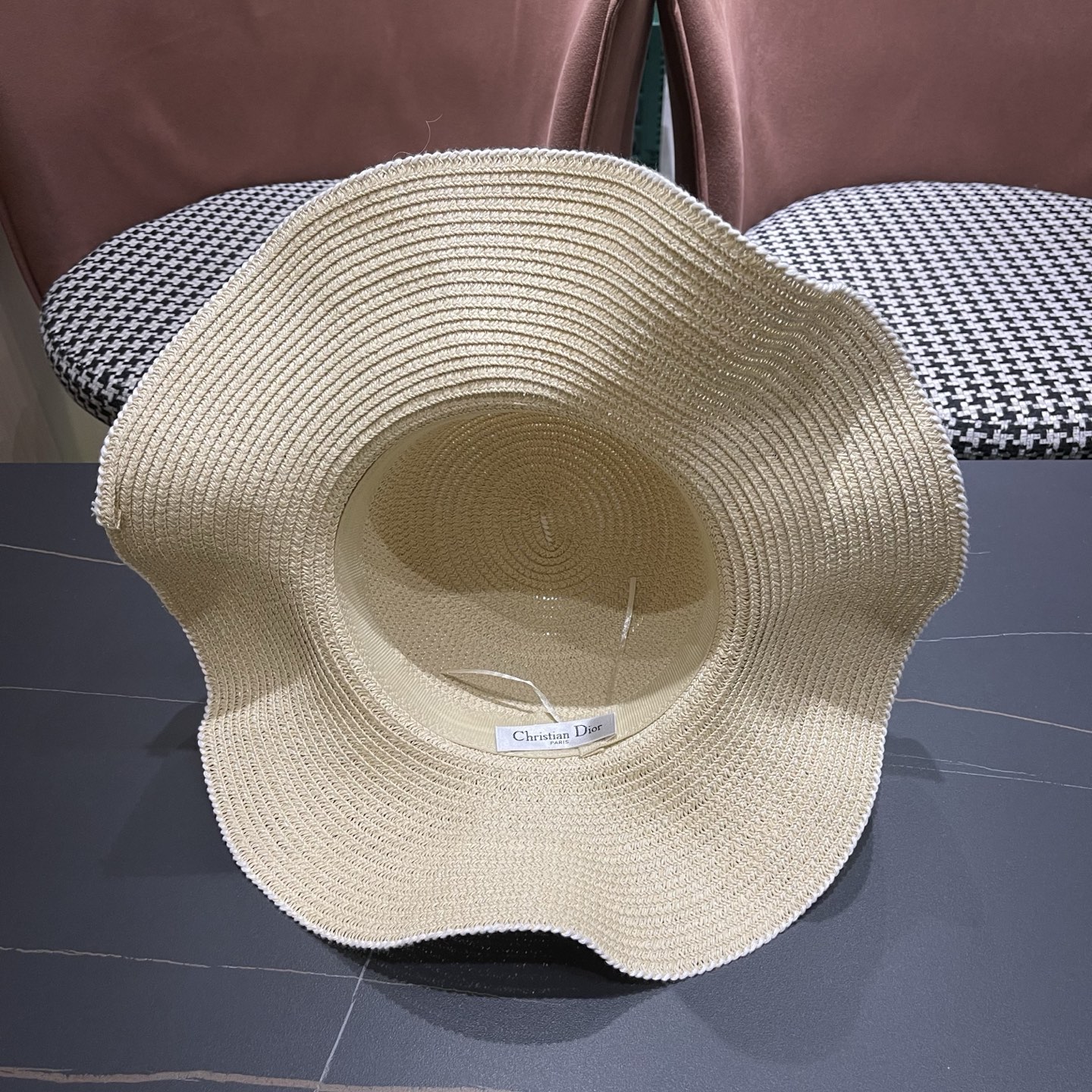 Dior迪奥 新款波浪形草帽女夏季海边度假大帽檐沙滩遮阳太阳帽子