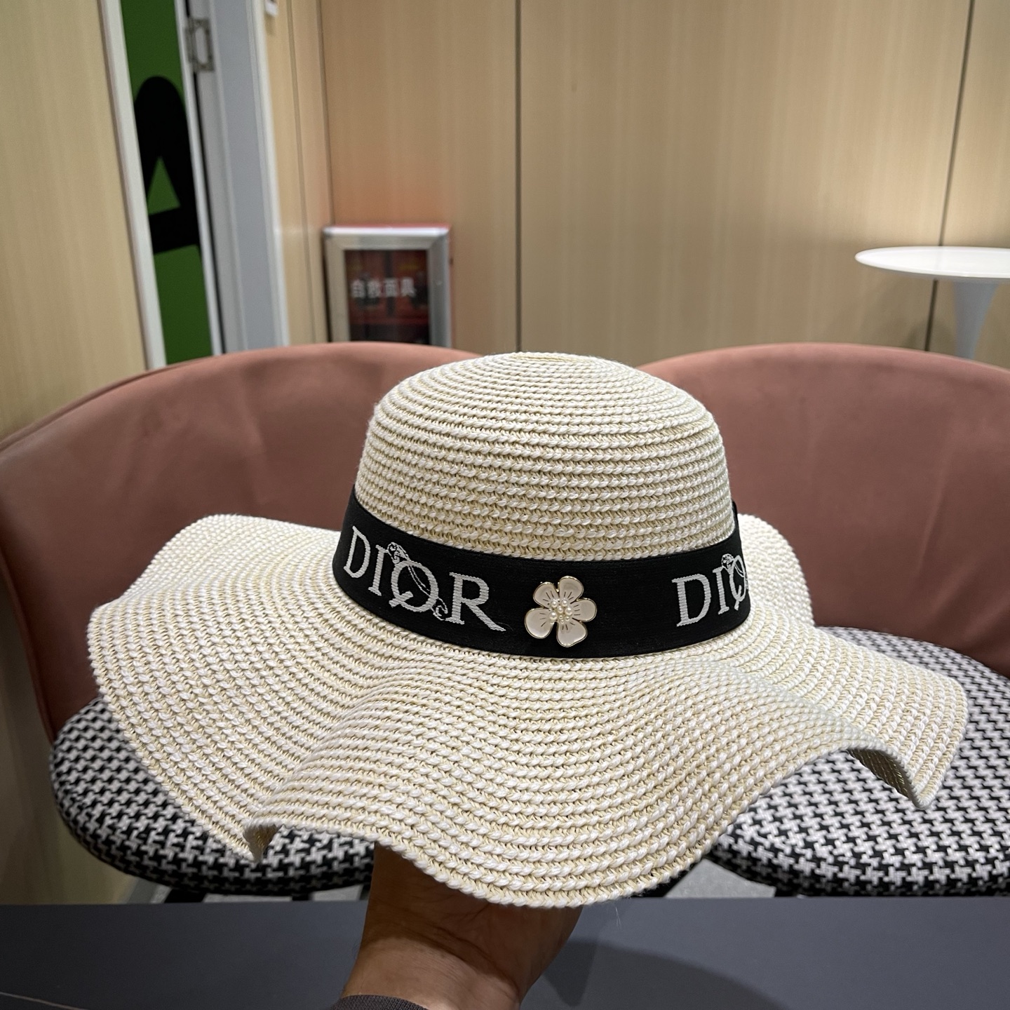 Dior迪奥 新款波浪形草帽女夏季海边度假大帽檐沙滩遮阳太阳帽子