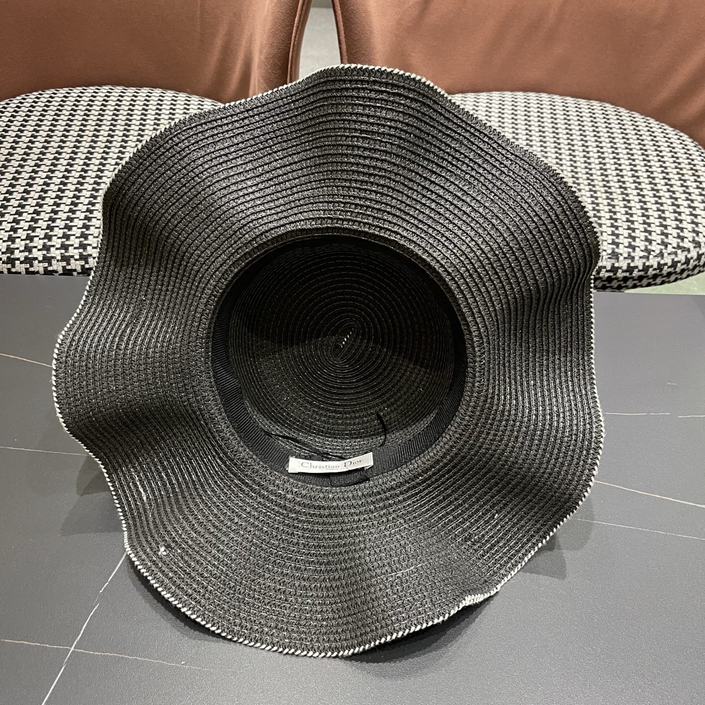 Dior迪奥 新款波浪形草帽女夏季海边度假大帽檐沙滩遮阳太阳帽子