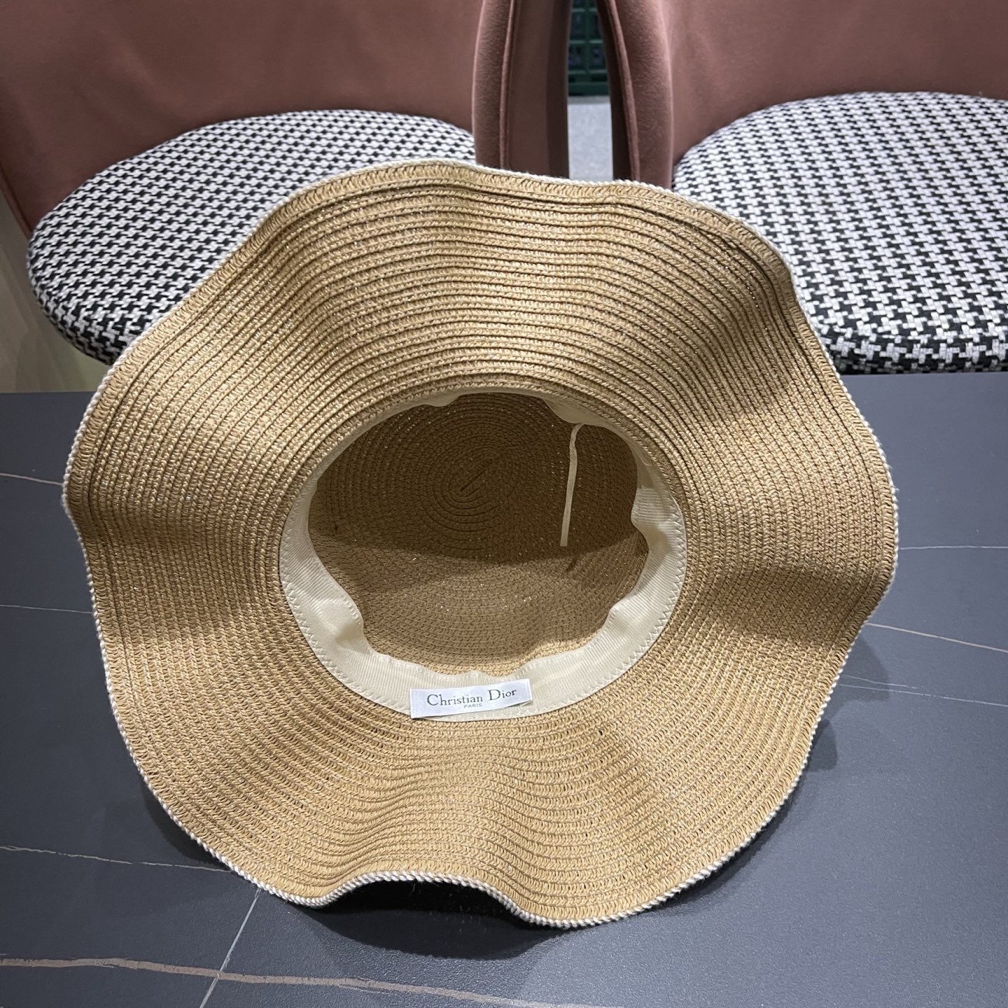 Dior迪奥 新款波浪形草帽女夏季海边度假大帽檐沙滩遮阳太阳帽子