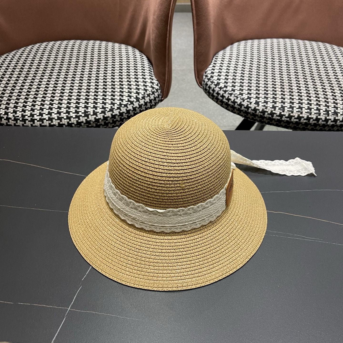 Dior迪奥 新款沙滩草帽女春夏韩版蕾丝蝴蝶结海边遮阳帽透气防晒帽