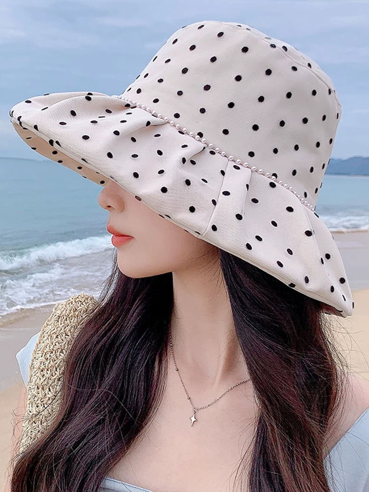 MONCLER（蒙口）渔夫帽女春夏季新款优雅出游可折叠太阳帽大帽檐遮脸防晒遮阳帽女