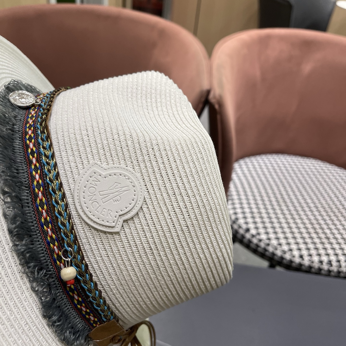 MONCLER（蒙口） 草帽女夏天出游防晒遮阳帽新款民族风爵士帽大檐沙滩帽
