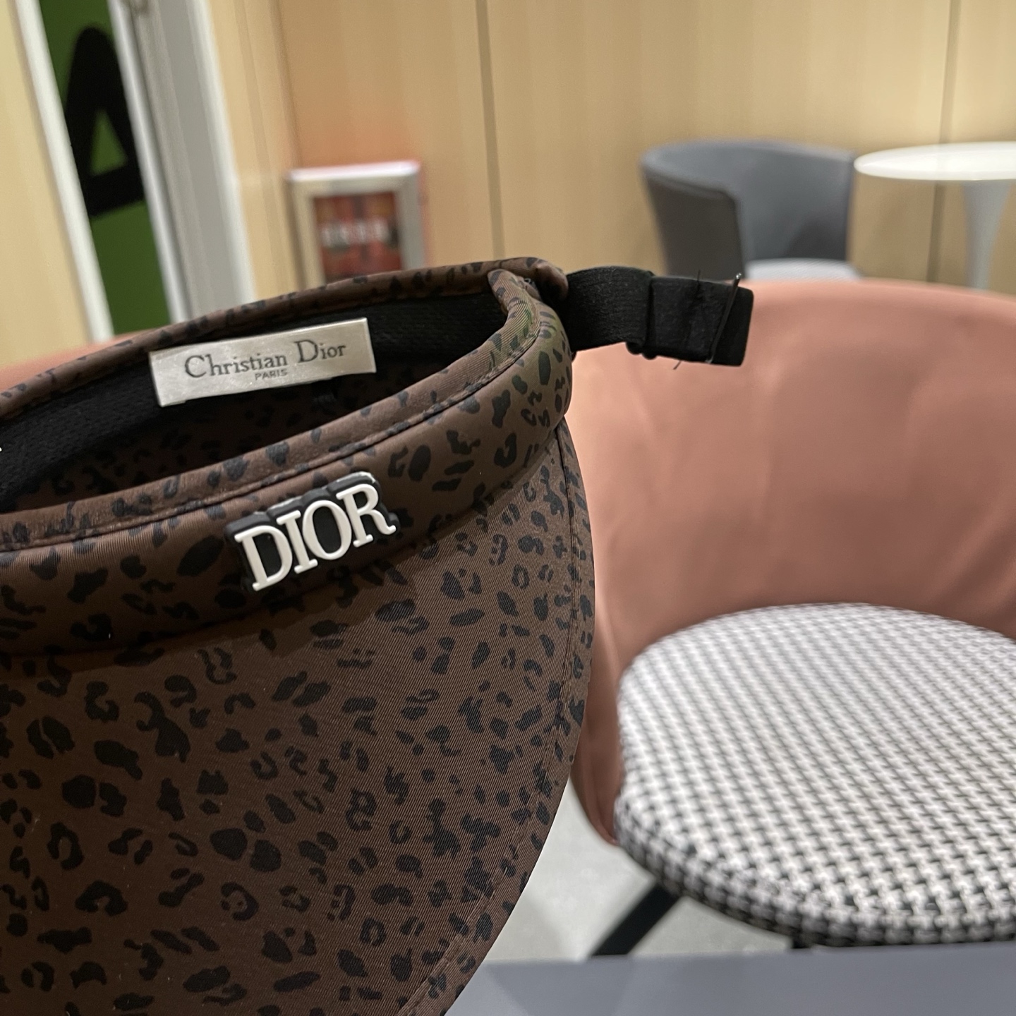 迪奥Dior 豹纹冰丝发箍空顶遮阳帽女夏季大帽檐防晒遮阳帽户外骑车时尚帽子