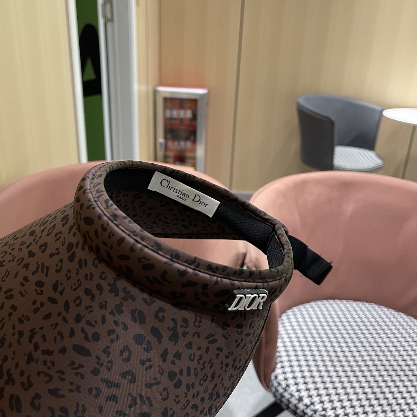 迪奥Dior 豹纹冰丝发箍空顶遮阳帽女夏季大帽檐防晒遮阳帽户外骑车时尚帽子