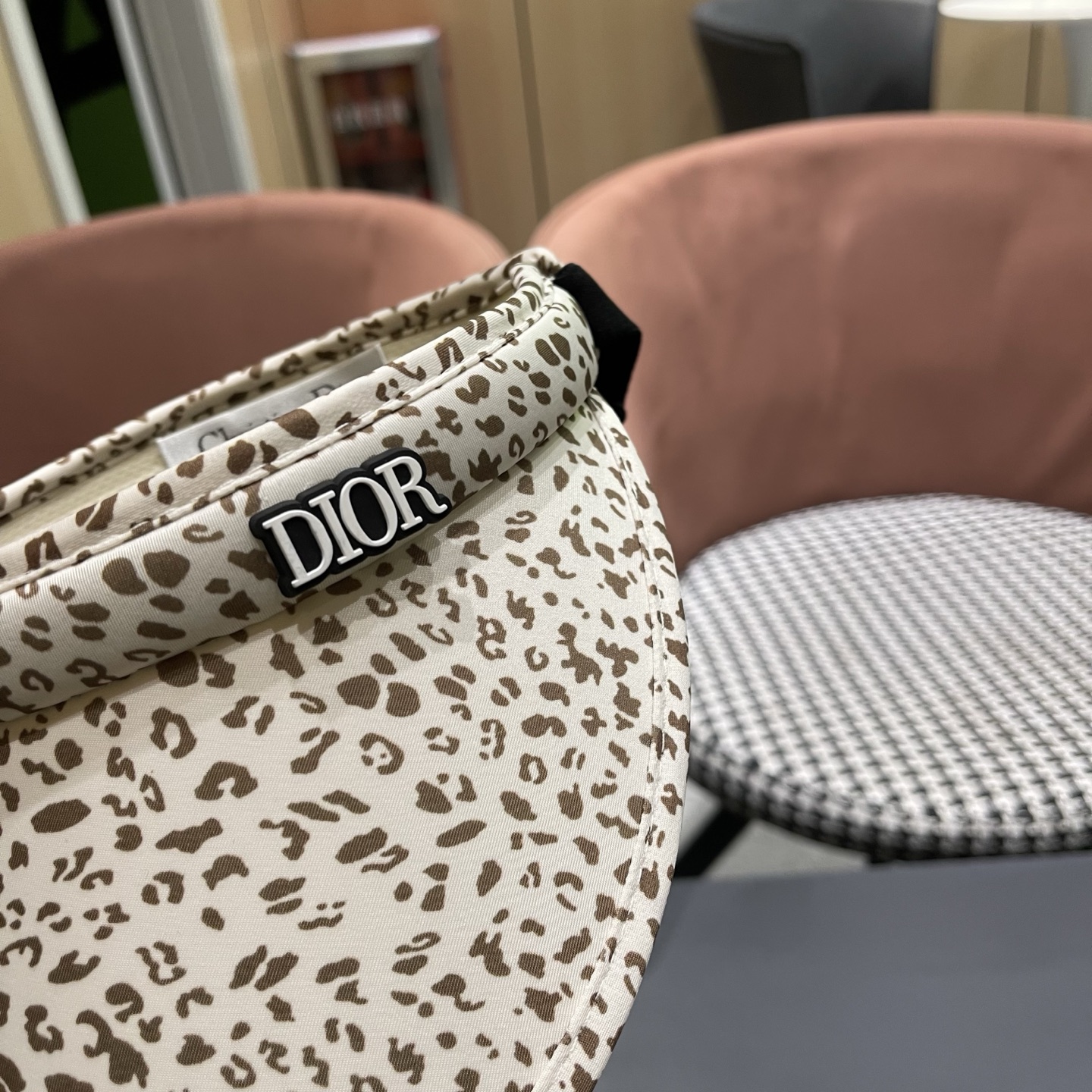 迪奥Dior 豹纹冰丝发箍空顶遮阳帽女夏季大帽檐防晒遮阳帽户外骑车时尚帽子