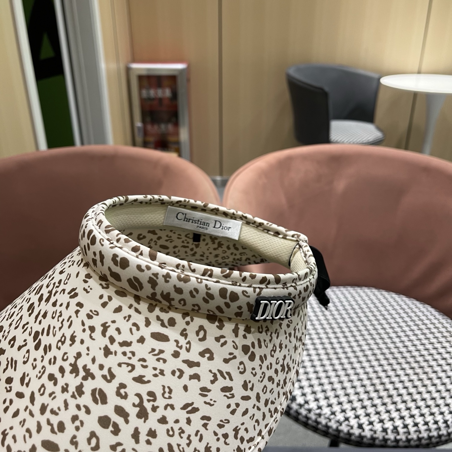 迪奥Dior 豹纹冰丝发箍空顶遮阳帽女夏季大帽檐防晒遮阳帽户外骑车时尚帽子
