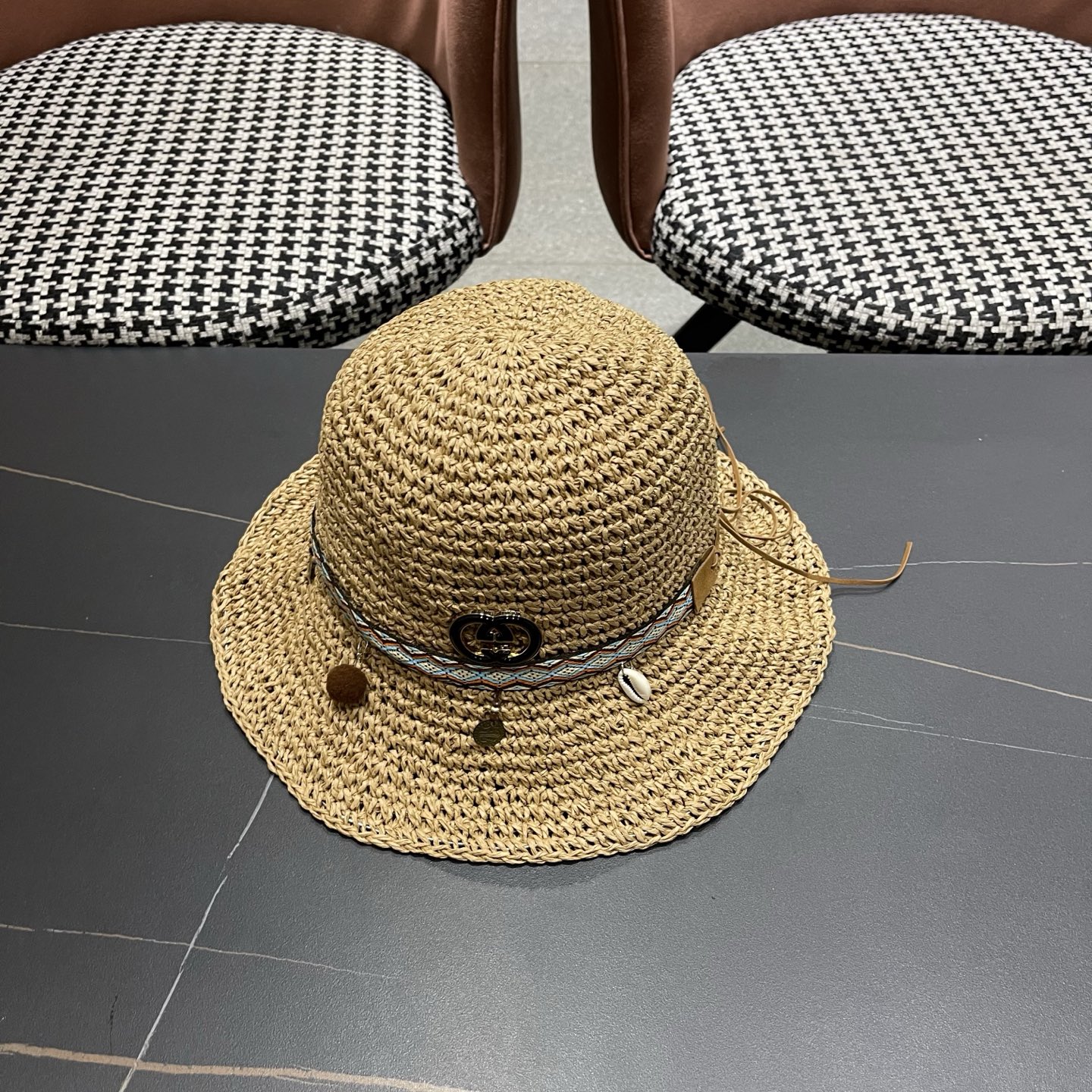 Gucci古奇新款四季款小渔夫镂空渔夫帽手工编织小桶帽，清新小甜心色系超🉑