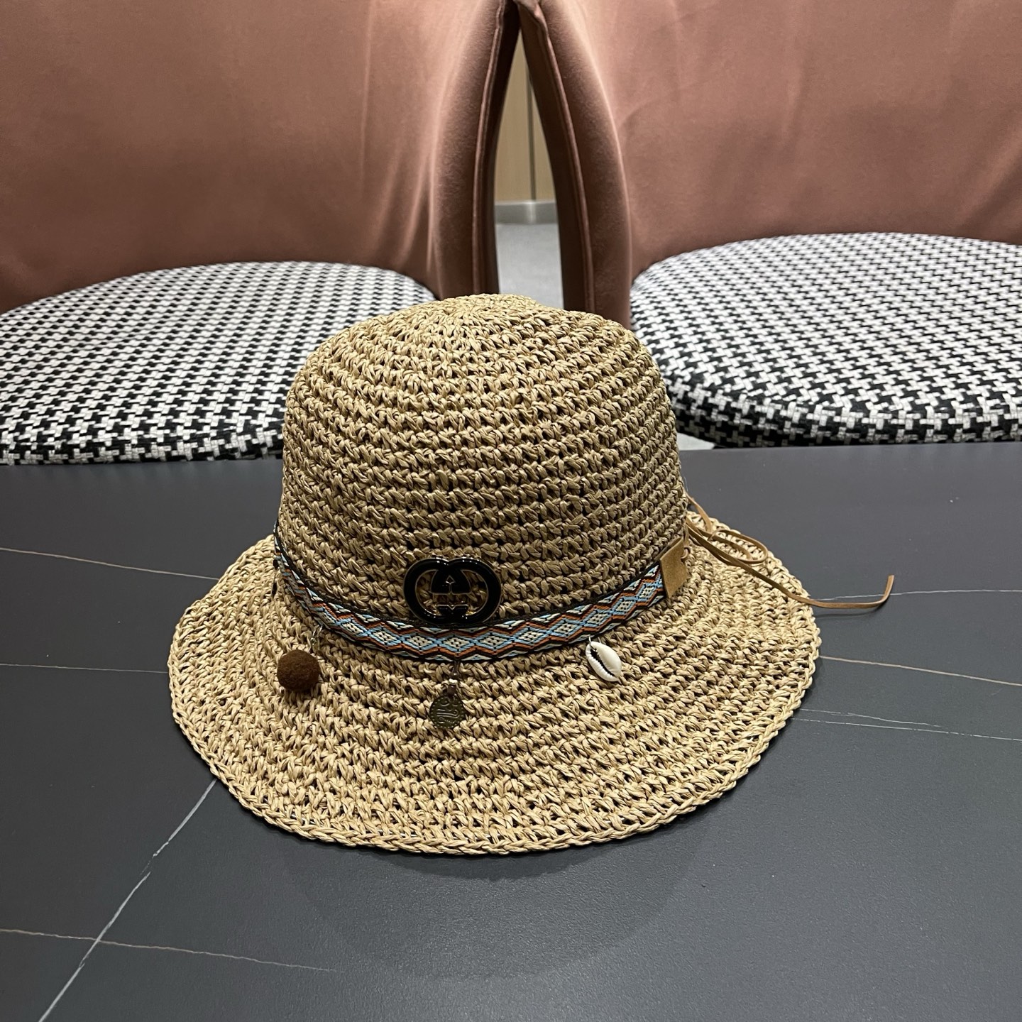 Gucci古奇新款四季款小渔夫镂空渔夫帽手工编织小桶帽，清新小甜心色系超🉑