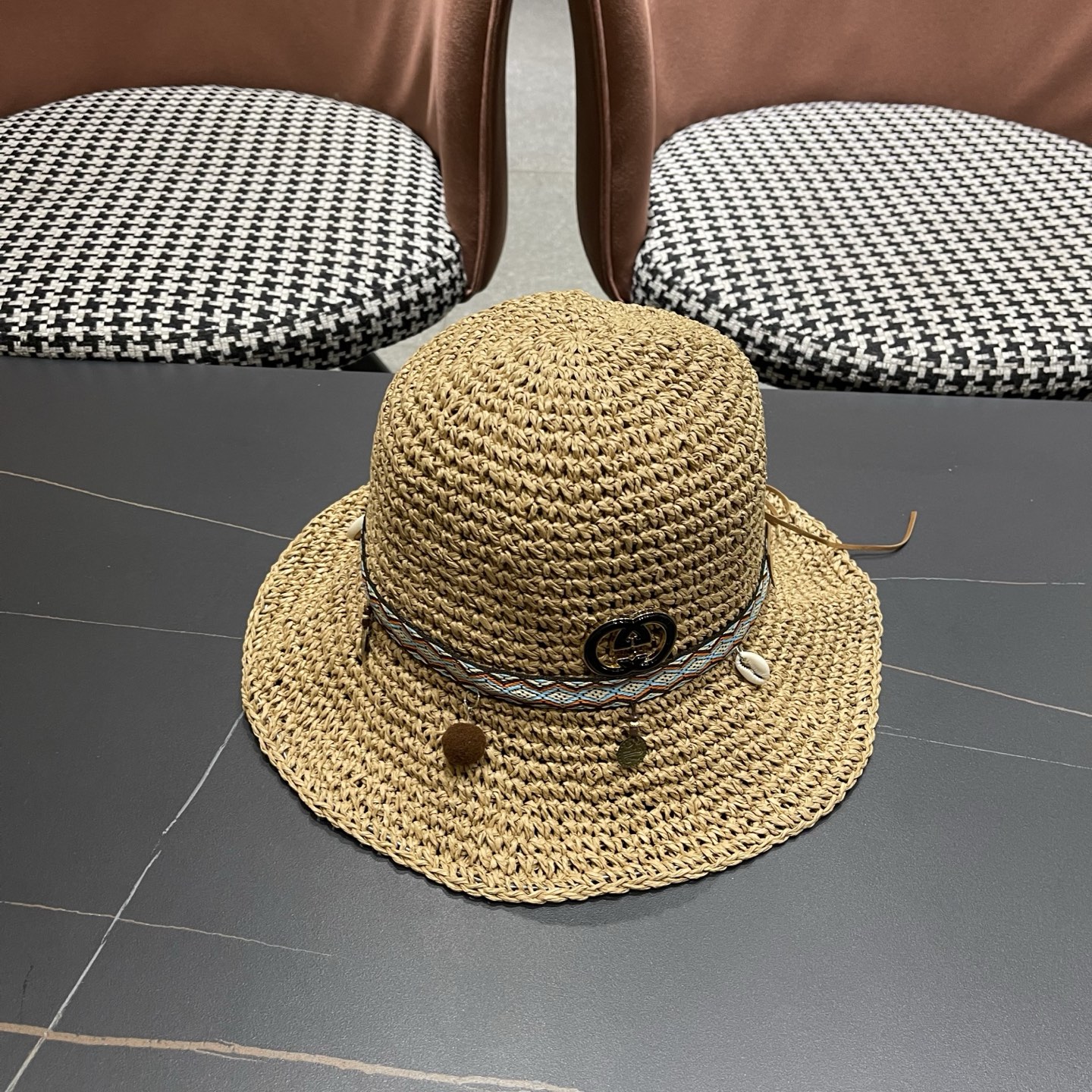 Gucci古奇新款四季款小渔夫镂空渔夫帽手工编织小桶帽，清新小甜心色系超🉑