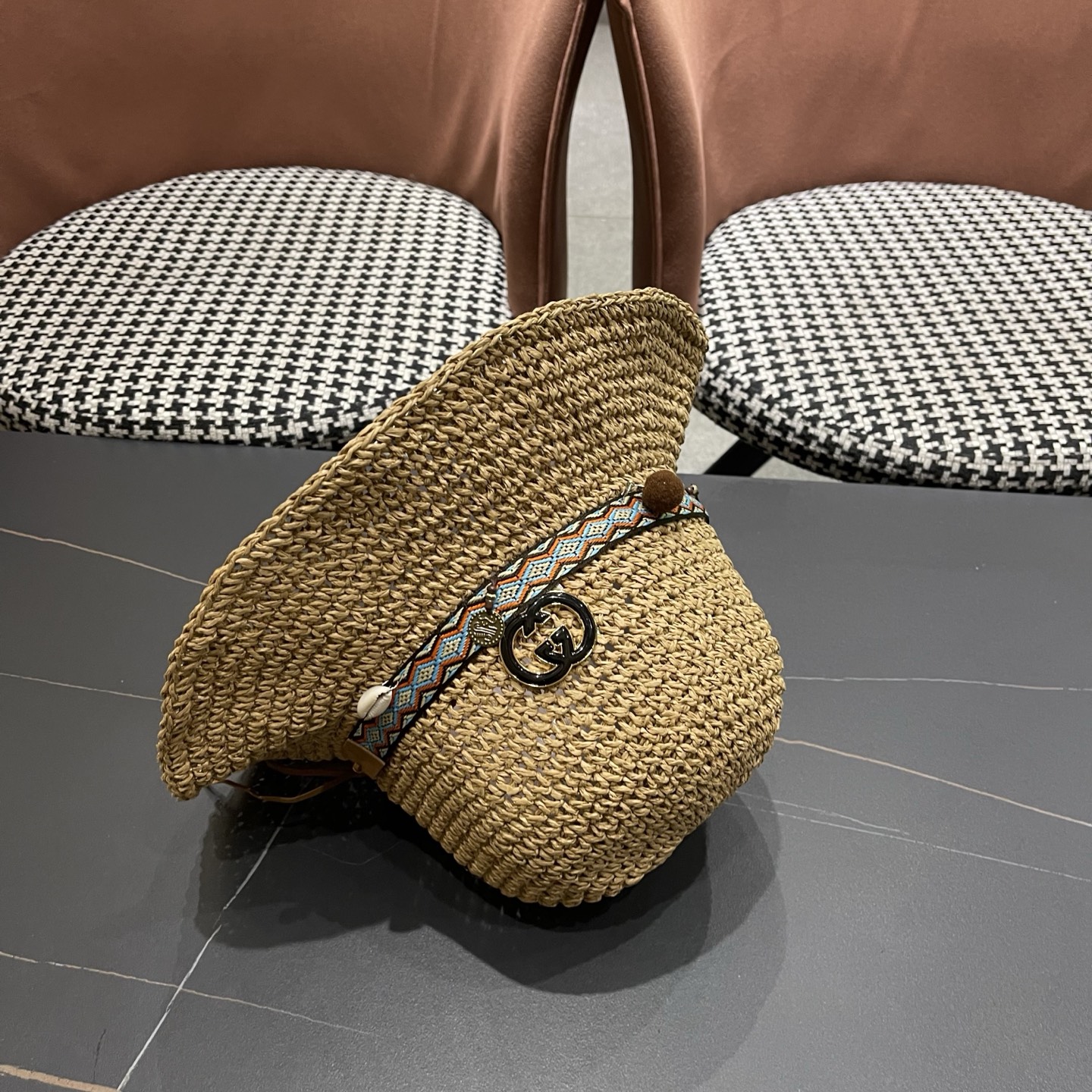 Gucci古奇新款四季款小渔夫镂空渔夫帽手工编织小桶帽，清新小甜心色系超🉑