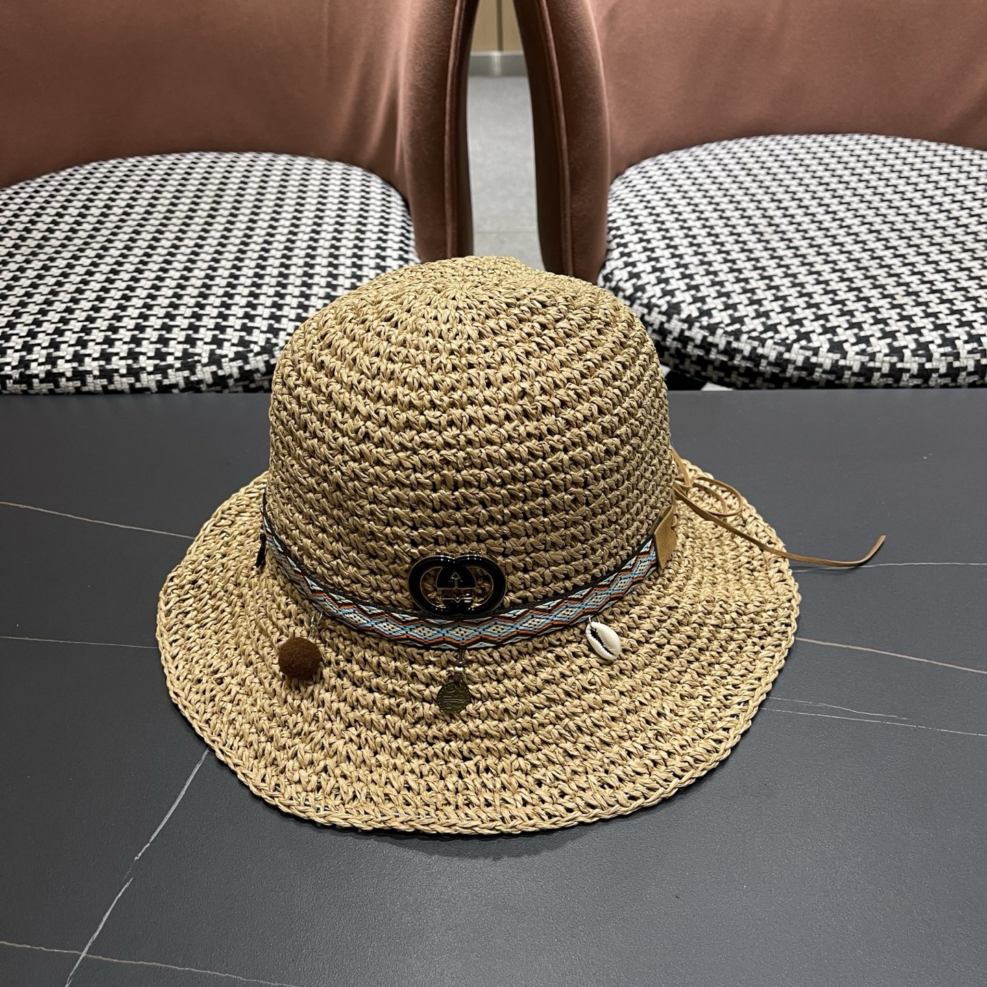 Gucci古奇新款四季款小渔夫镂空渔夫帽手工编织小桶帽，清新小甜心色系超🉑