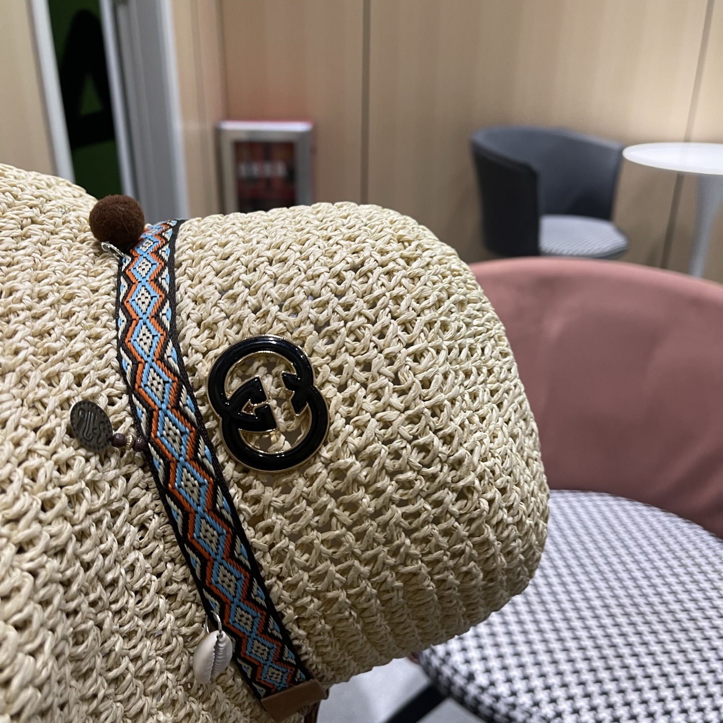 Gucci古奇新款四季款小渔夫镂空渔夫帽手工编织小桶帽，清新小甜心色系超🉑