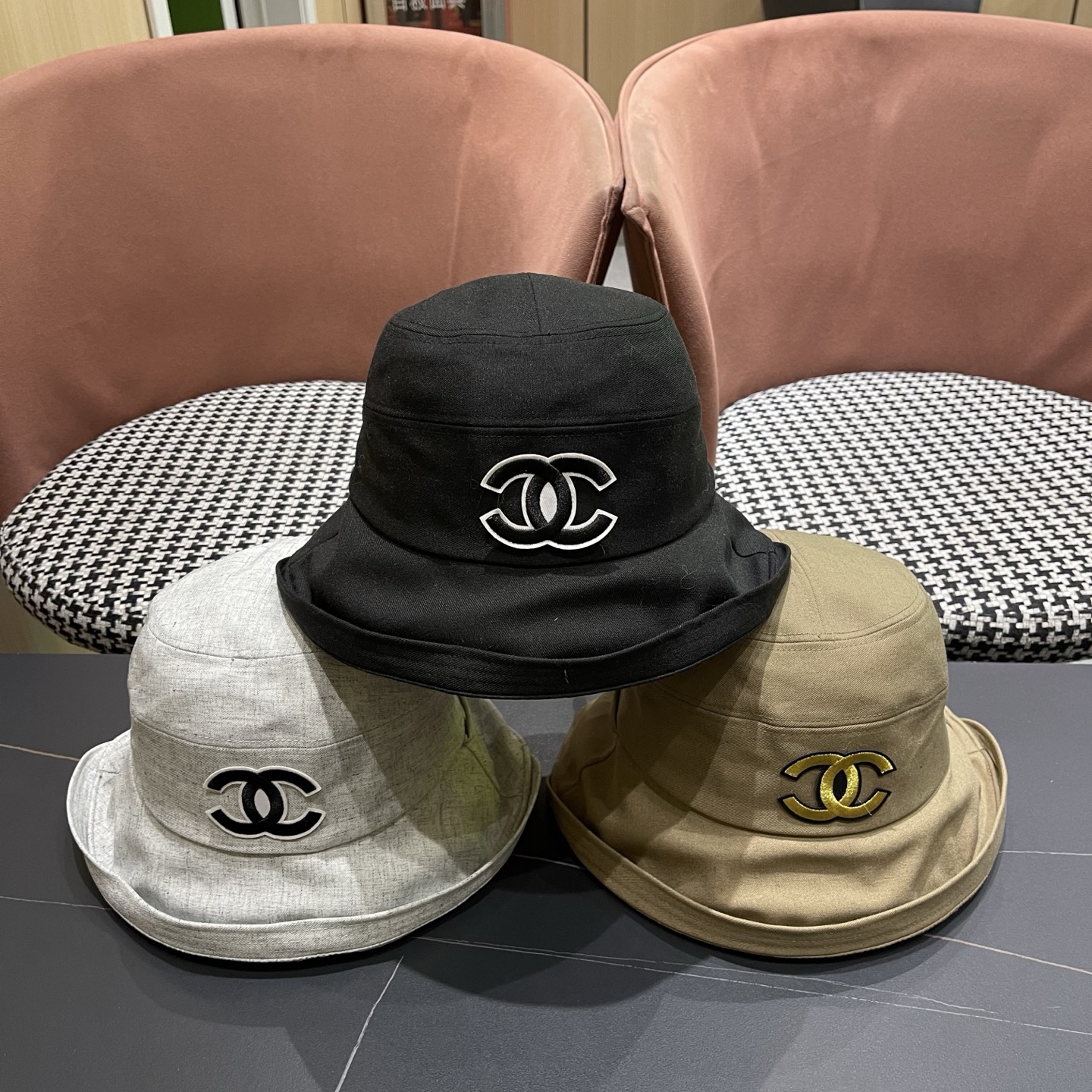 CHANEL香奈儿 日系渔夫帽女百搭卷边春夏季休闲时尚显脸小柔软布帽可折叠小盆帽