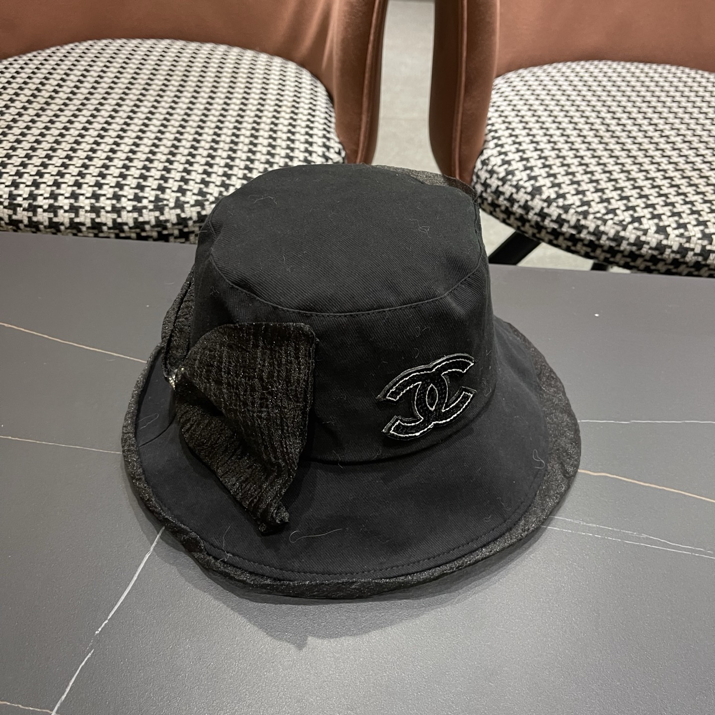 CHANEL香奈儿 帽子女款春夏季蝴蝶纱渔夫帽优雅气质显脸小盆帽潮可折叠遮阳帽女