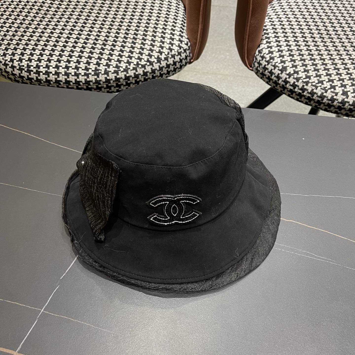 CHANEL香奈儿 帽子女款春夏季蝴蝶纱渔夫帽优雅气质显脸小盆帽潮可折叠遮阳帽女