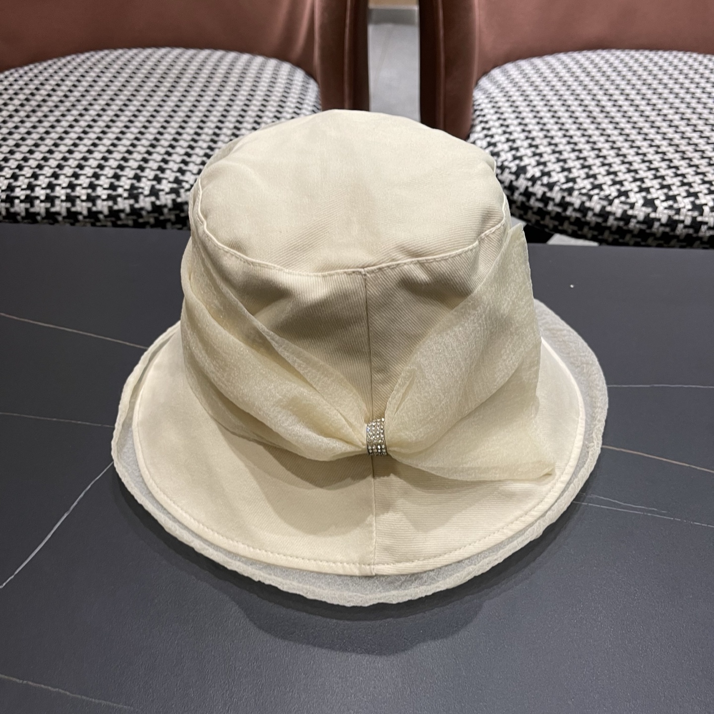 CHANEL香奈儿 帽子女款春夏季蝴蝶纱渔夫帽优雅气质显脸小盆帽潮可折叠遮阳帽女