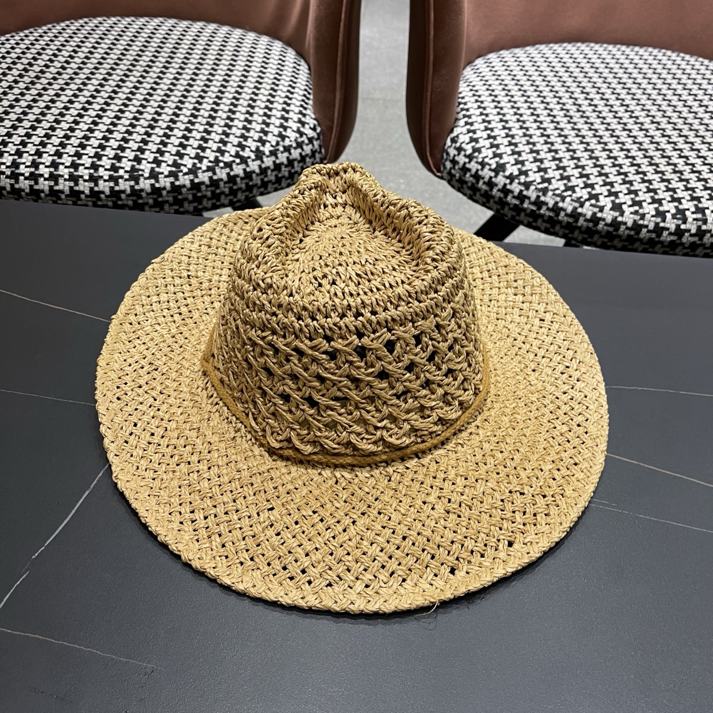 古奇Gucci 加大檐草帽女夏季出游防晒遮阳帽日系复古度假凉帽海边沙滩帽子潮