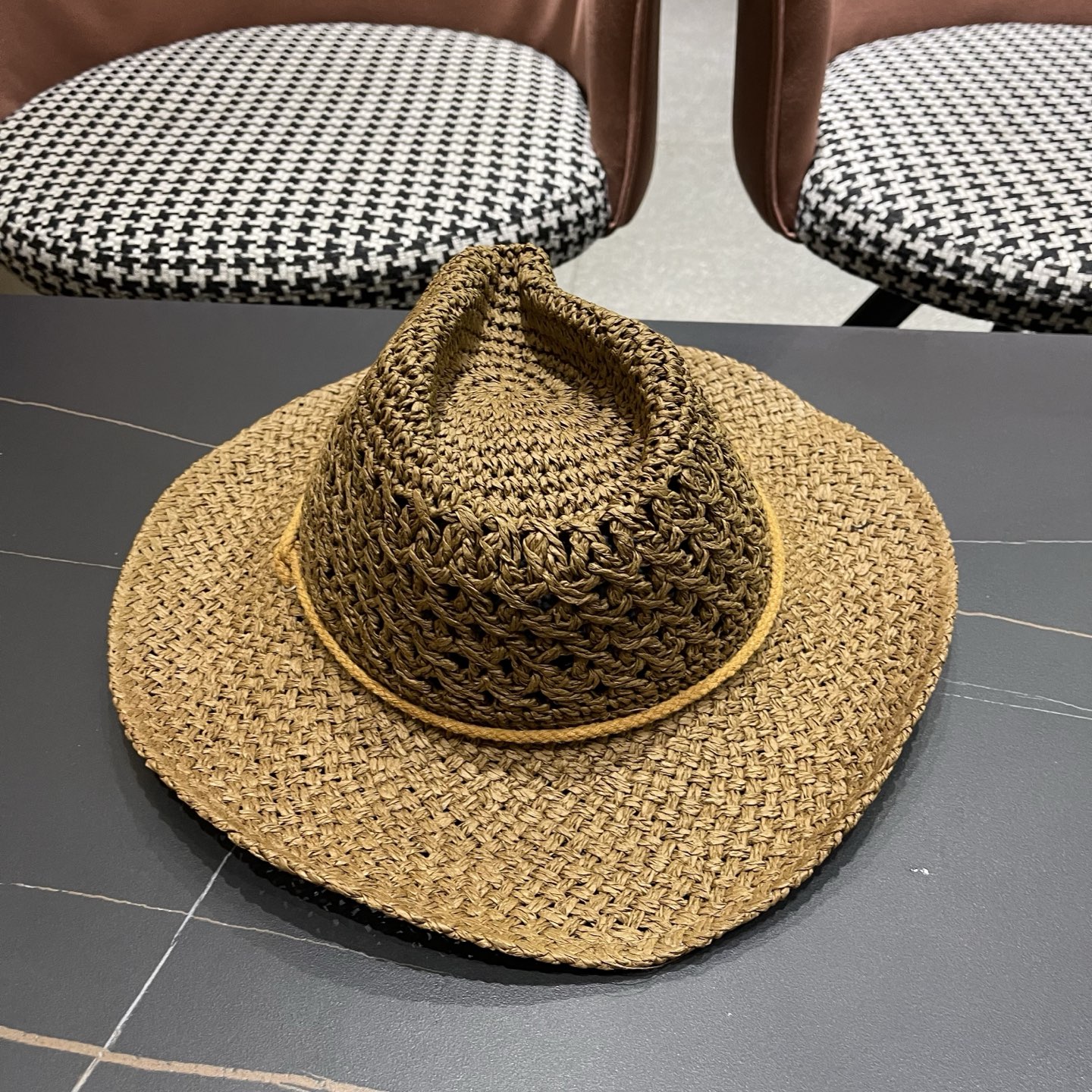 古奇Gucci 加大檐草帽女夏季出游防晒遮阳帽日系复古度假凉帽海边沙滩帽子潮