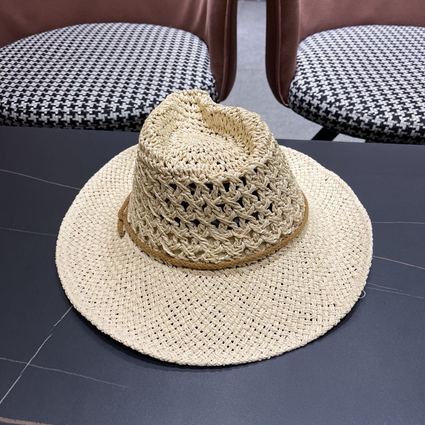 古奇Gucci 加大檐草帽女夏季出游防晒遮阳帽日系复古度假凉帽海边沙滩帽子潮