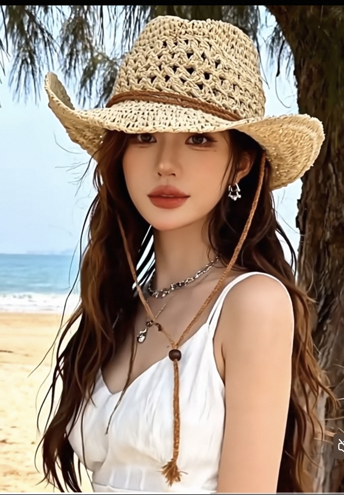 古奇Gucci 加大檐草帽女夏季出游防晒遮阳帽日系复古度假凉帽海边沙滩帽子潮