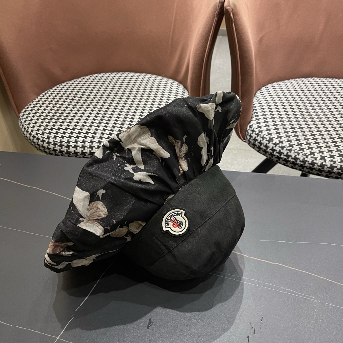 MONCLER（蒙口）印花遮阳帽女春夏季可折叠防晒太阳帽旅游渔夫帽夏