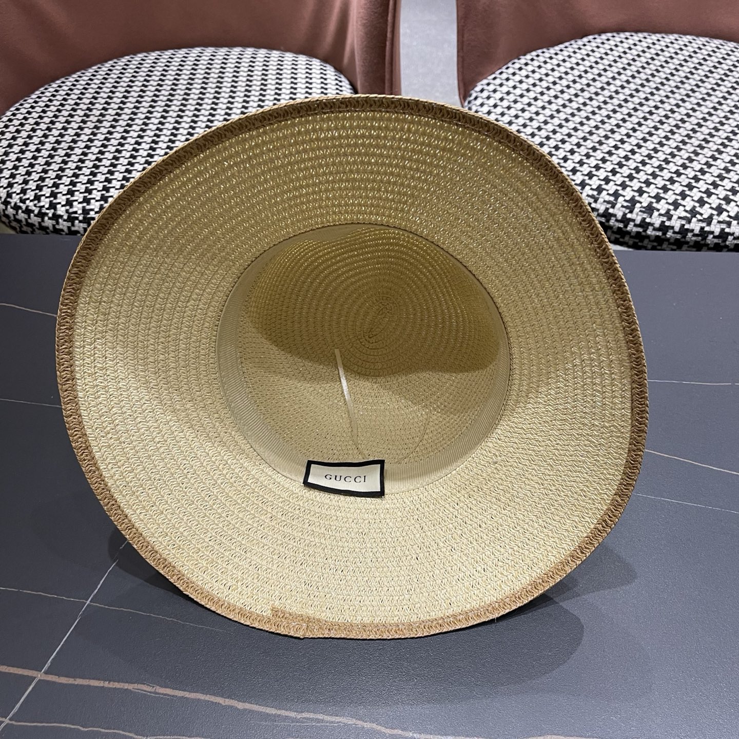 gucci古奇海边沙滩帽子女夏季出游防晒草帽户外大沿遮阳帽百搭盆帽