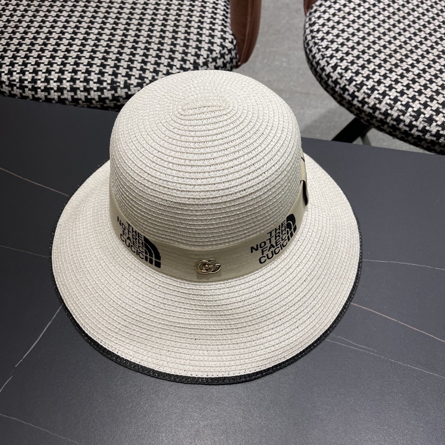 gucci古奇海边沙滩帽子女夏季出游防晒草帽户外大沿遮阳帽百搭盆帽