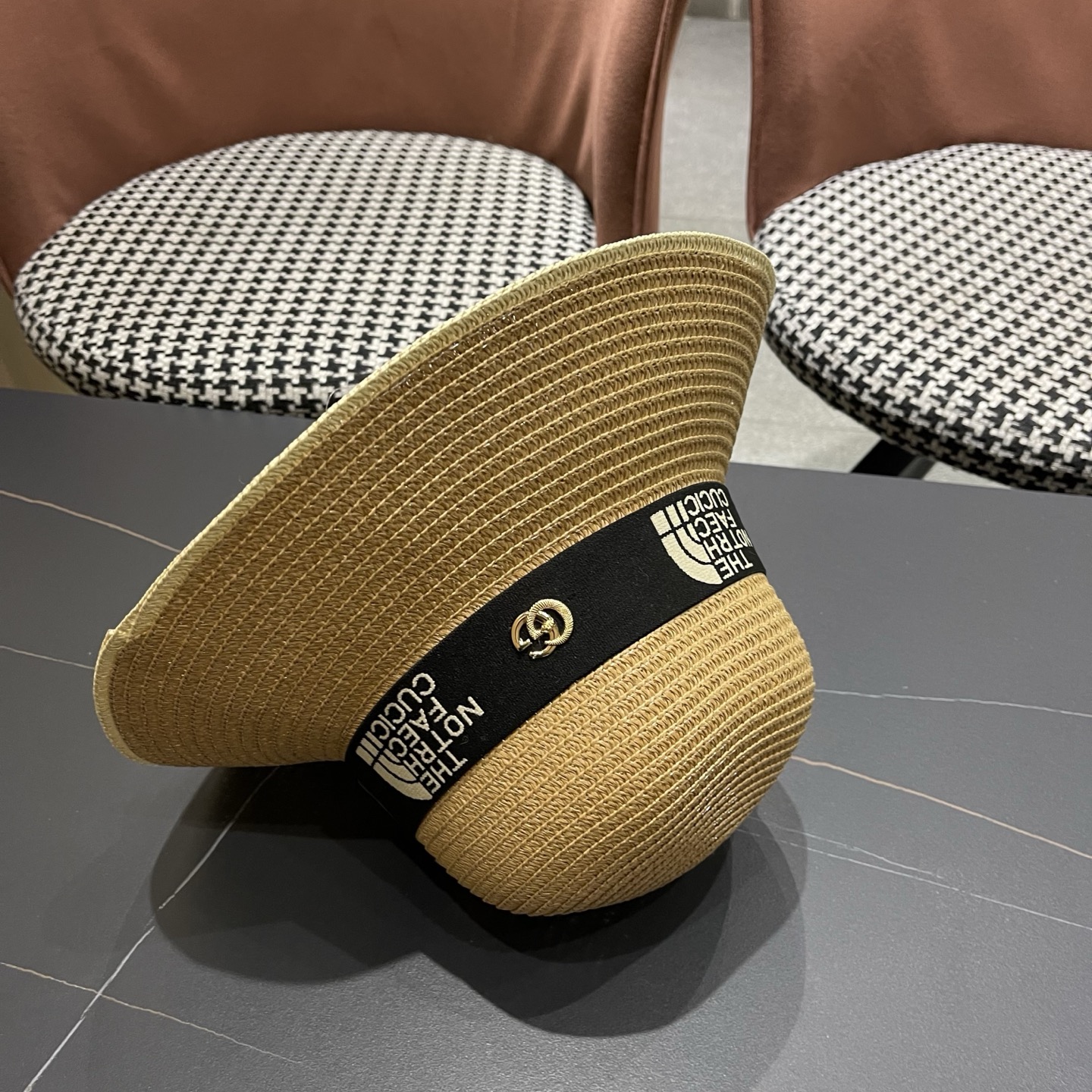 gucci古奇海边沙滩帽子女夏季出游防晒草帽户外大沿遮阳帽百搭盆帽