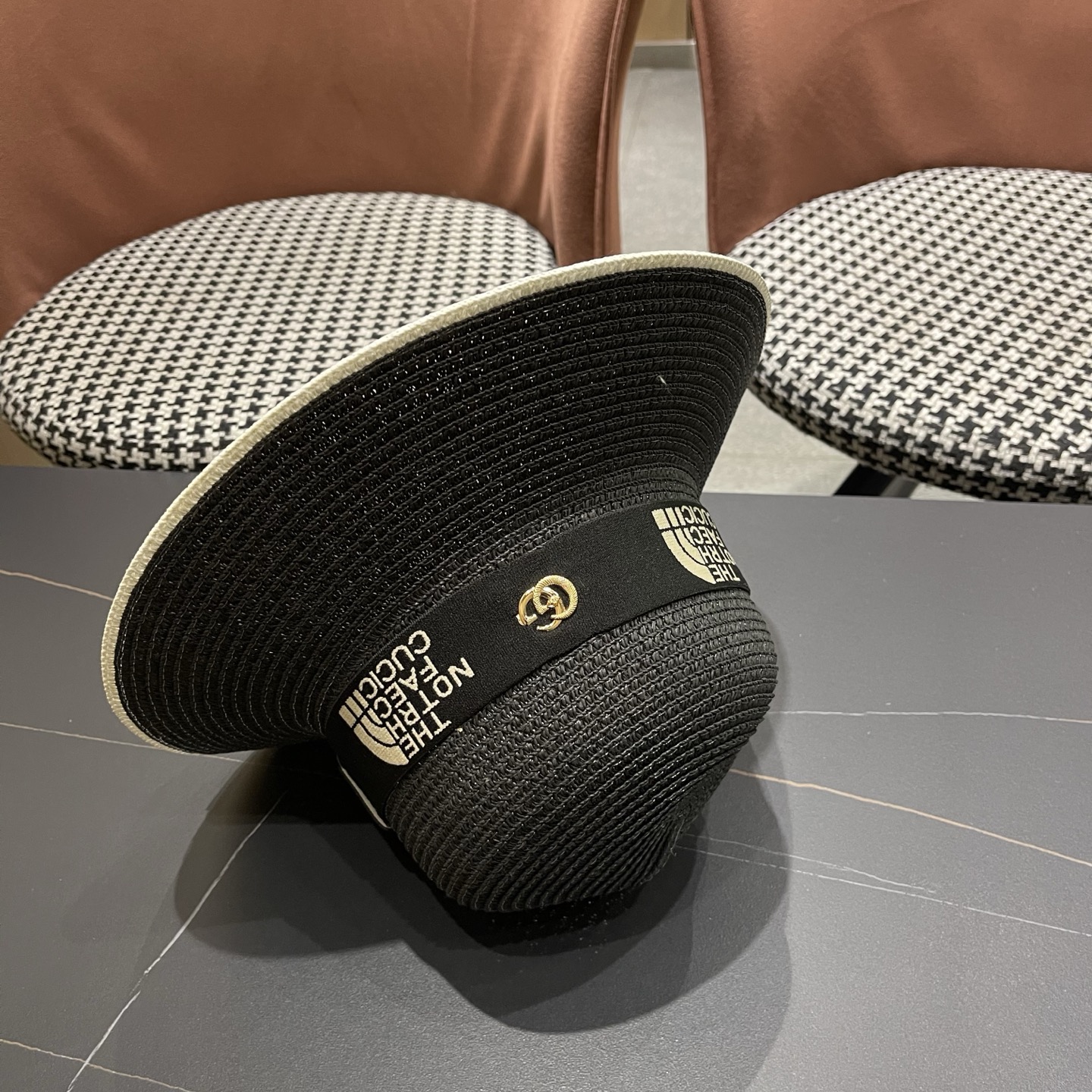 gucci古奇海边沙滩帽子女夏季出游防晒草帽户外大沿遮阳帽百搭盆帽