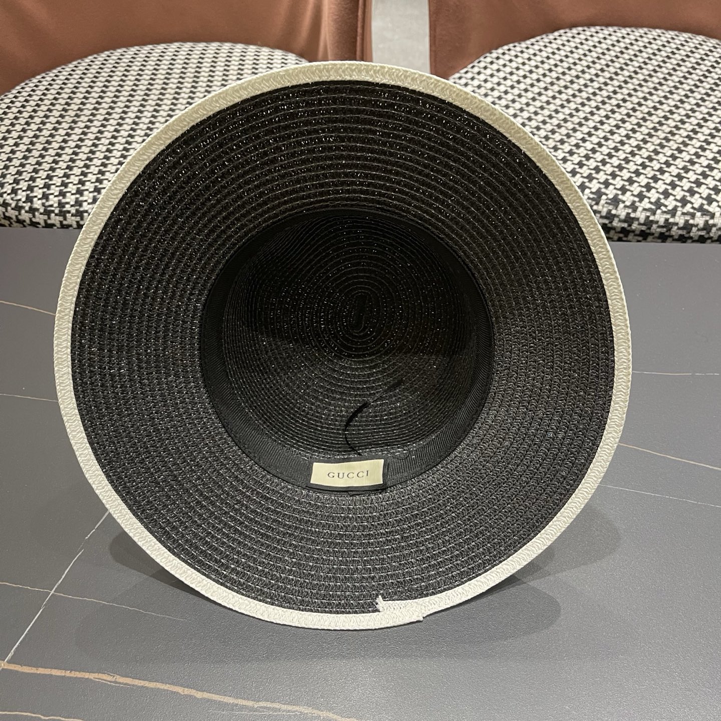 gucci古奇海边沙滩帽子女夏季出游防晒草帽户外大沿遮阳帽百搭盆帽