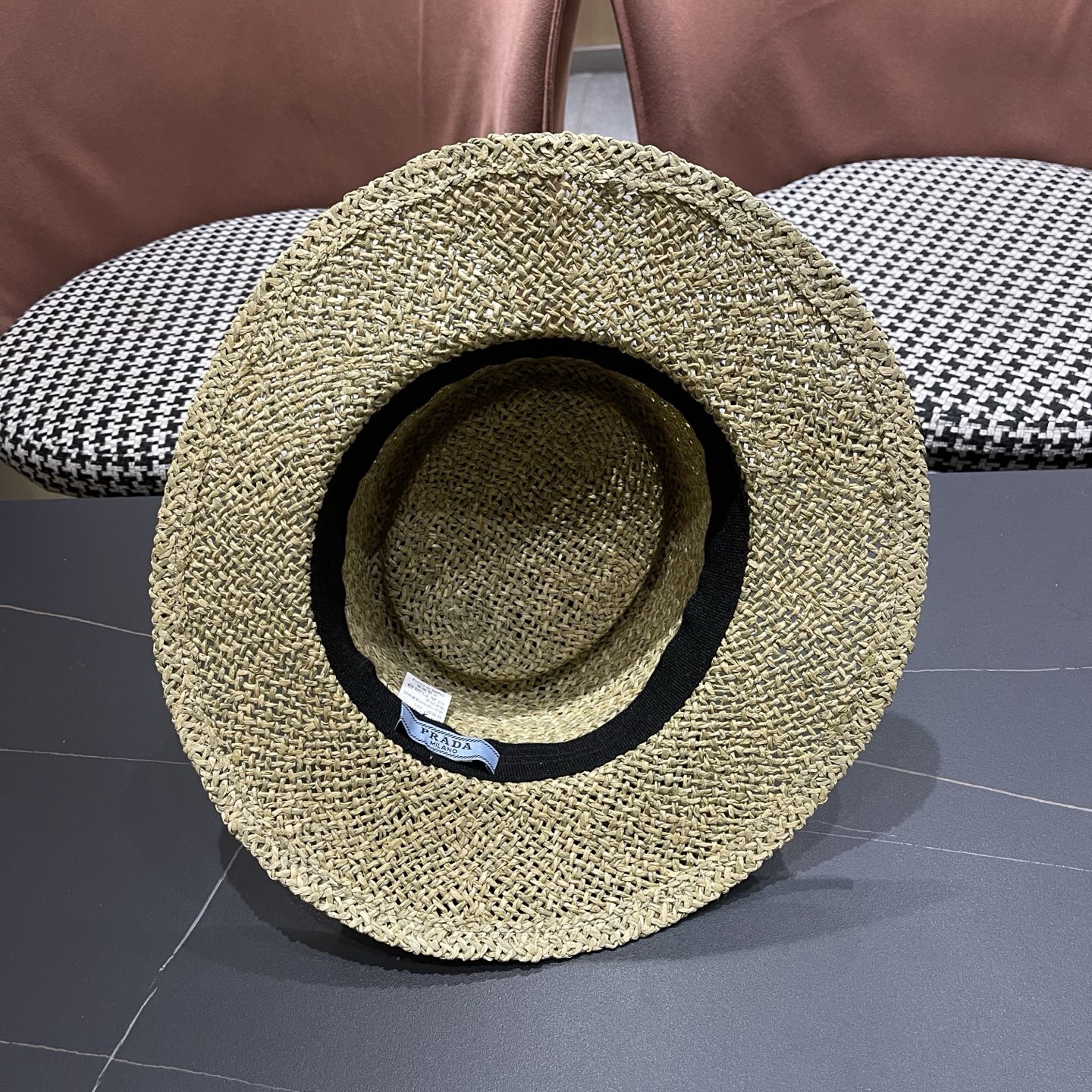 普拉达PRADA 法式复古草帽海边度假风遮阳帽老钱风帽子女款防晒大帽檐夏大头围