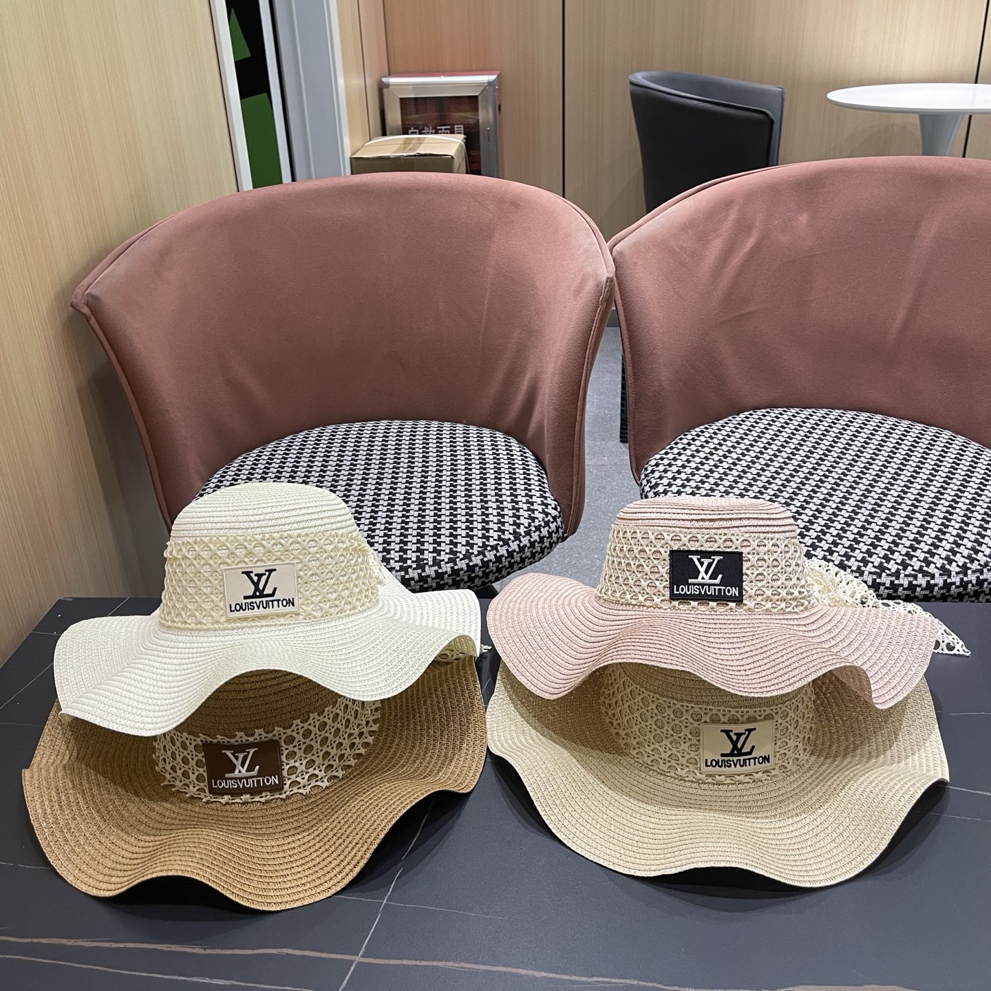 LV路易威登 夏天蝴蝶结遮阳帽女 海边沙滩度假防晒帽户外大檐太阳帽甜美草帽