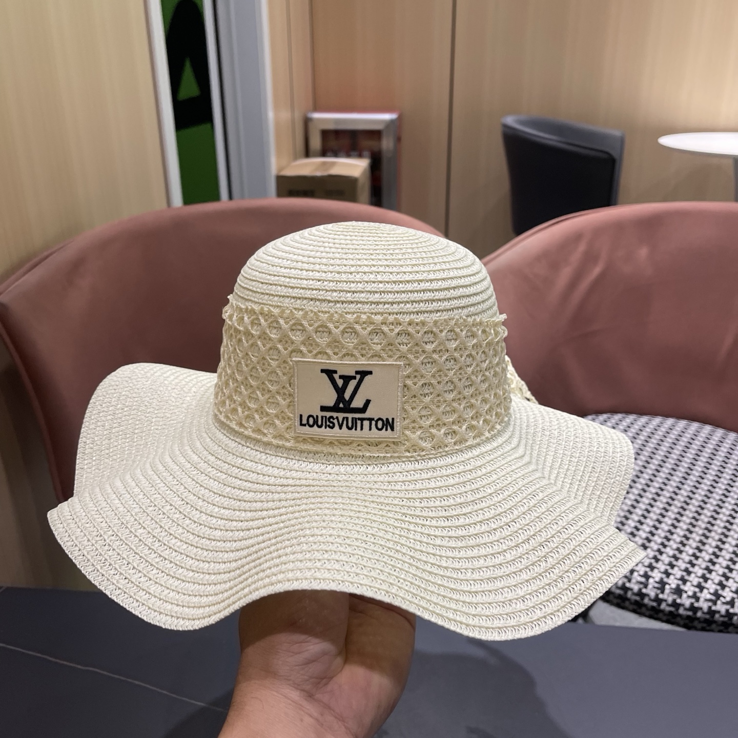 LV路易威登 夏天蝴蝶结遮阳帽女 海边沙滩度假防晒帽户外大檐太阳帽甜美草帽