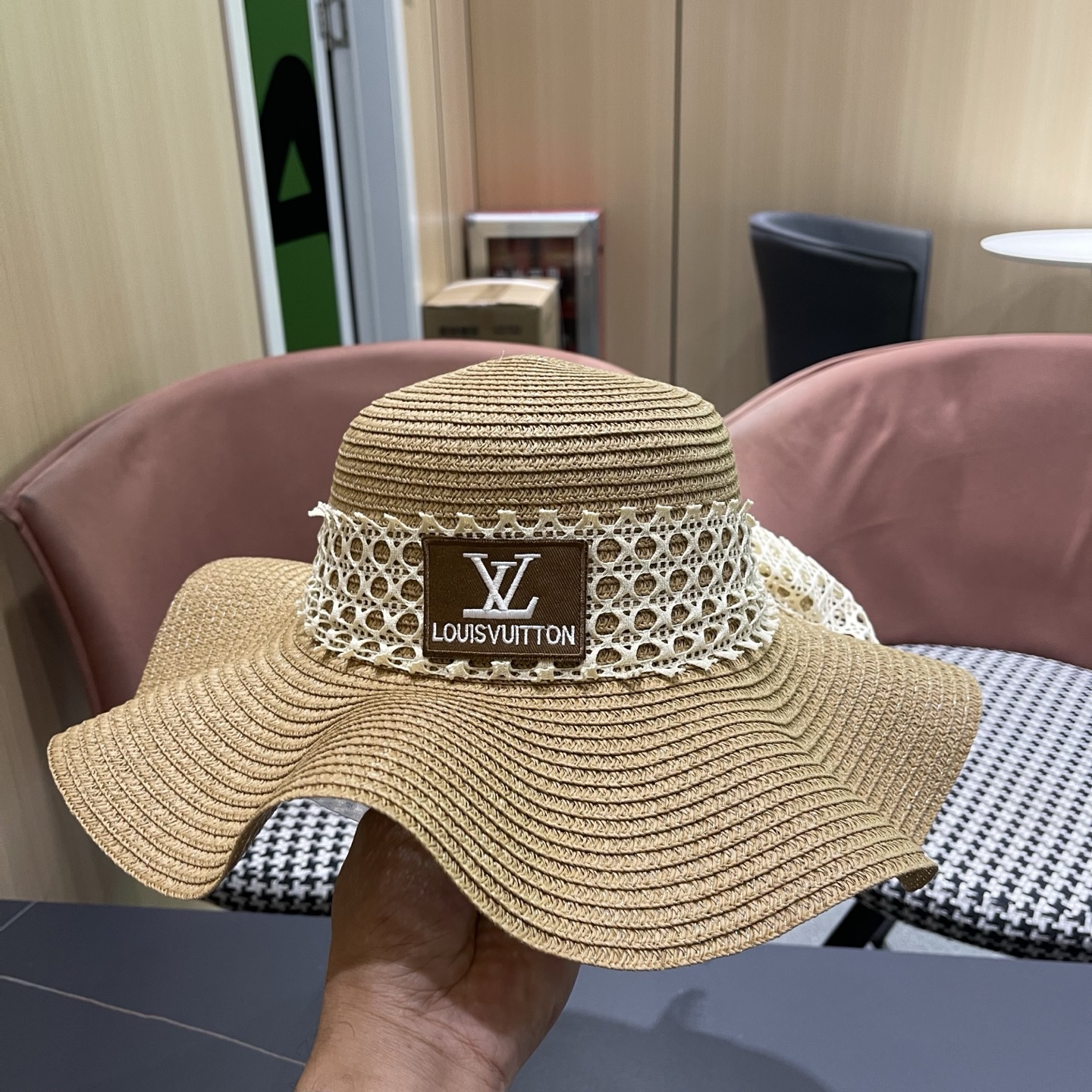 LV路易威登 夏天蝴蝶结遮阳帽女 海边沙滩度假防晒帽户外大檐太阳帽甜美草帽