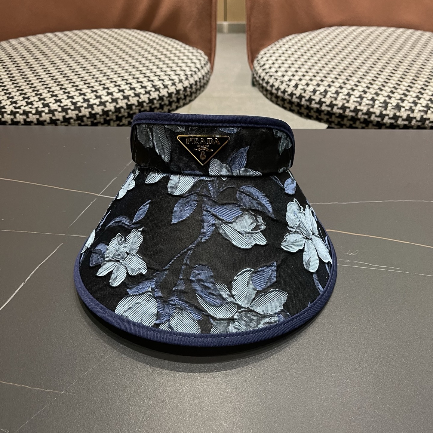 PRADA普拉达 户外韩国进口防晒帽女春宽檐防uv花朵遮阳发箍空顶太阳帽