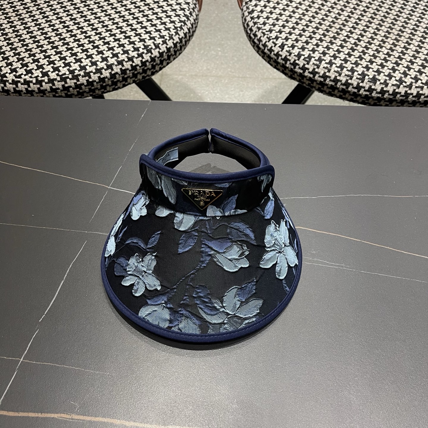 PRADA普拉达 户外韩国进口防晒帽女春宽檐防uv花朵遮阳发箍空顶太阳帽