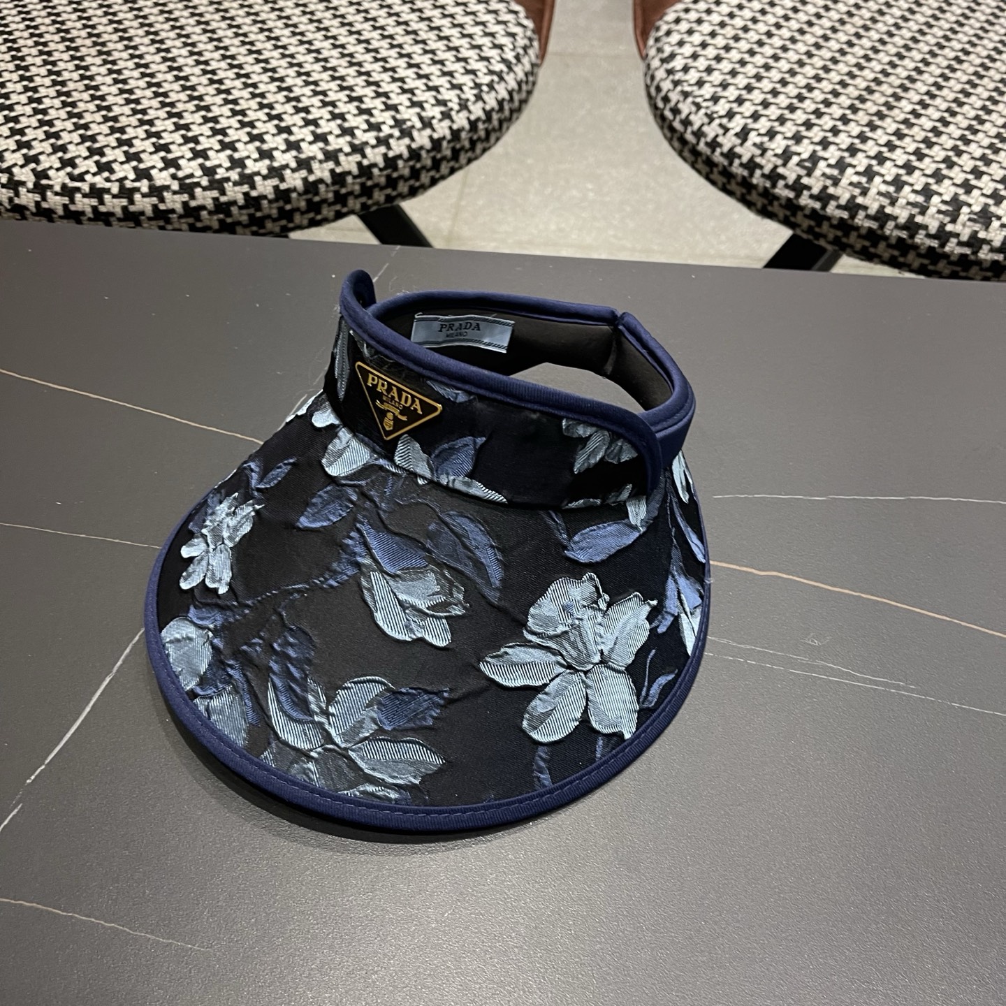 PRADA普拉达 户外韩国进口防晒帽女春宽檐防uv花朵遮阳发箍空顶太阳帽