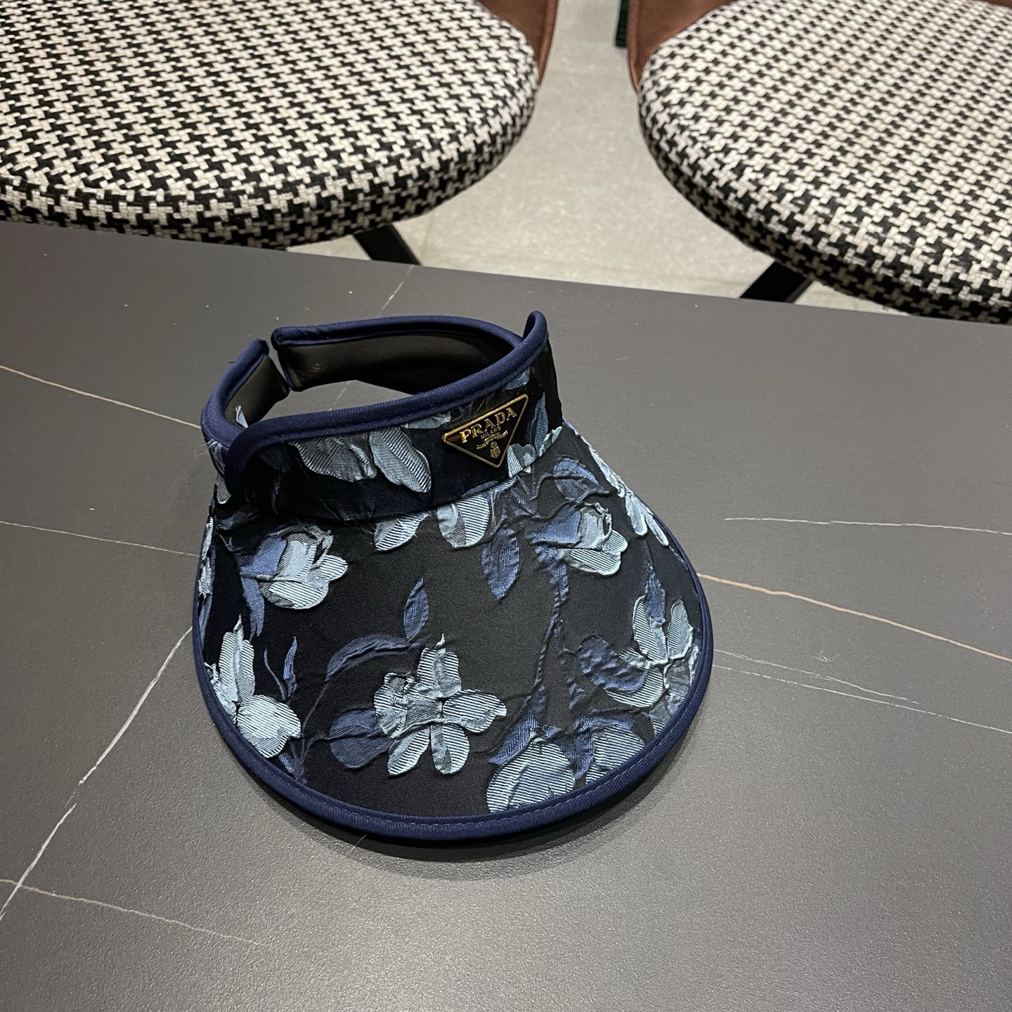 PRADA普拉达 户外韩国进口防晒帽女春宽檐防uv花朵遮阳发箍空顶太阳帽