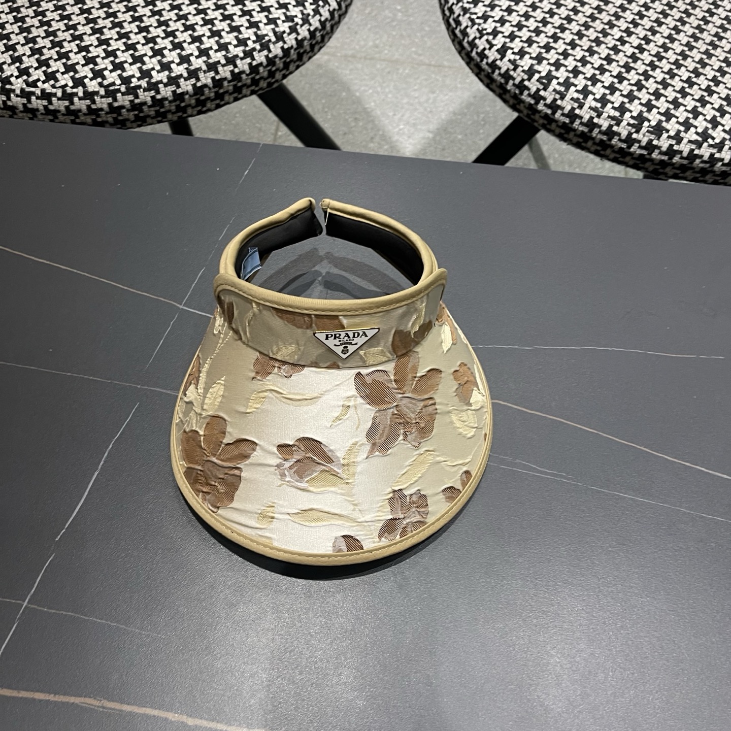 PRADA普拉达 户外韩国进口防晒帽女春宽檐防uv花朵遮阳发箍空顶太阳帽