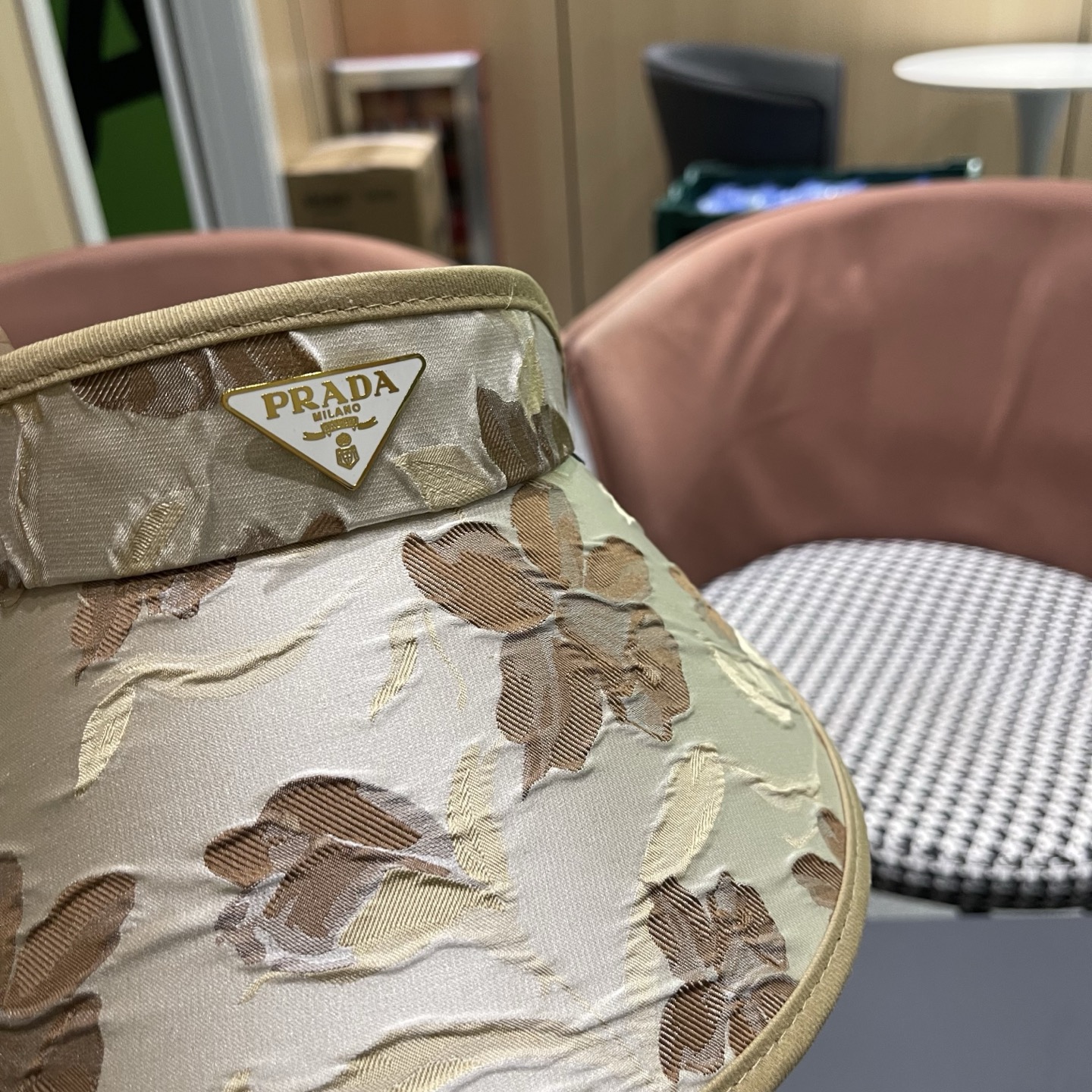 PRADA普拉达 户外韩国进口防晒帽女春宽檐防uv花朵遮阳发箍空顶太阳帽