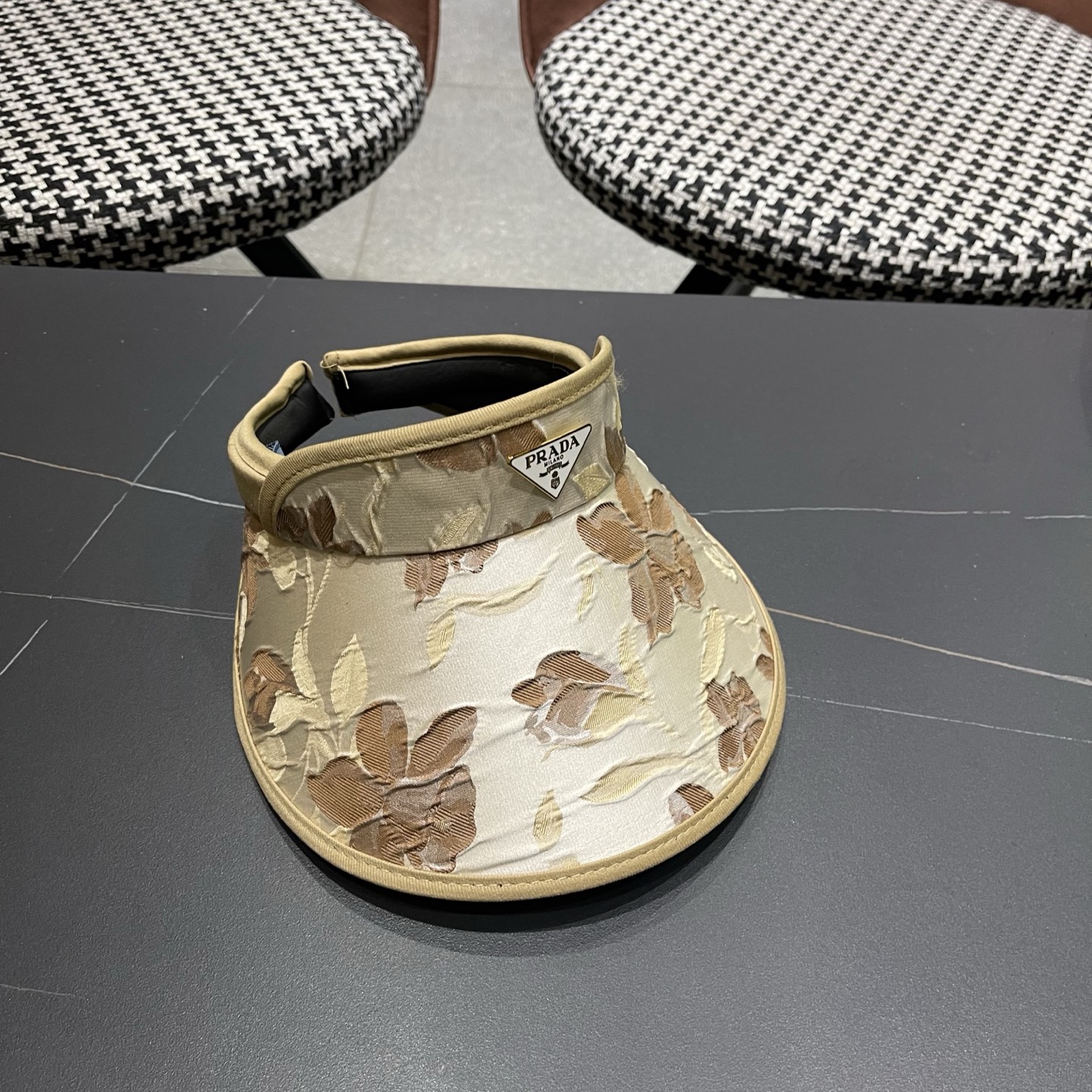 PRADA普拉达 户外韩国进口防晒帽女春宽檐防uv花朵遮阳发箍空顶太阳帽