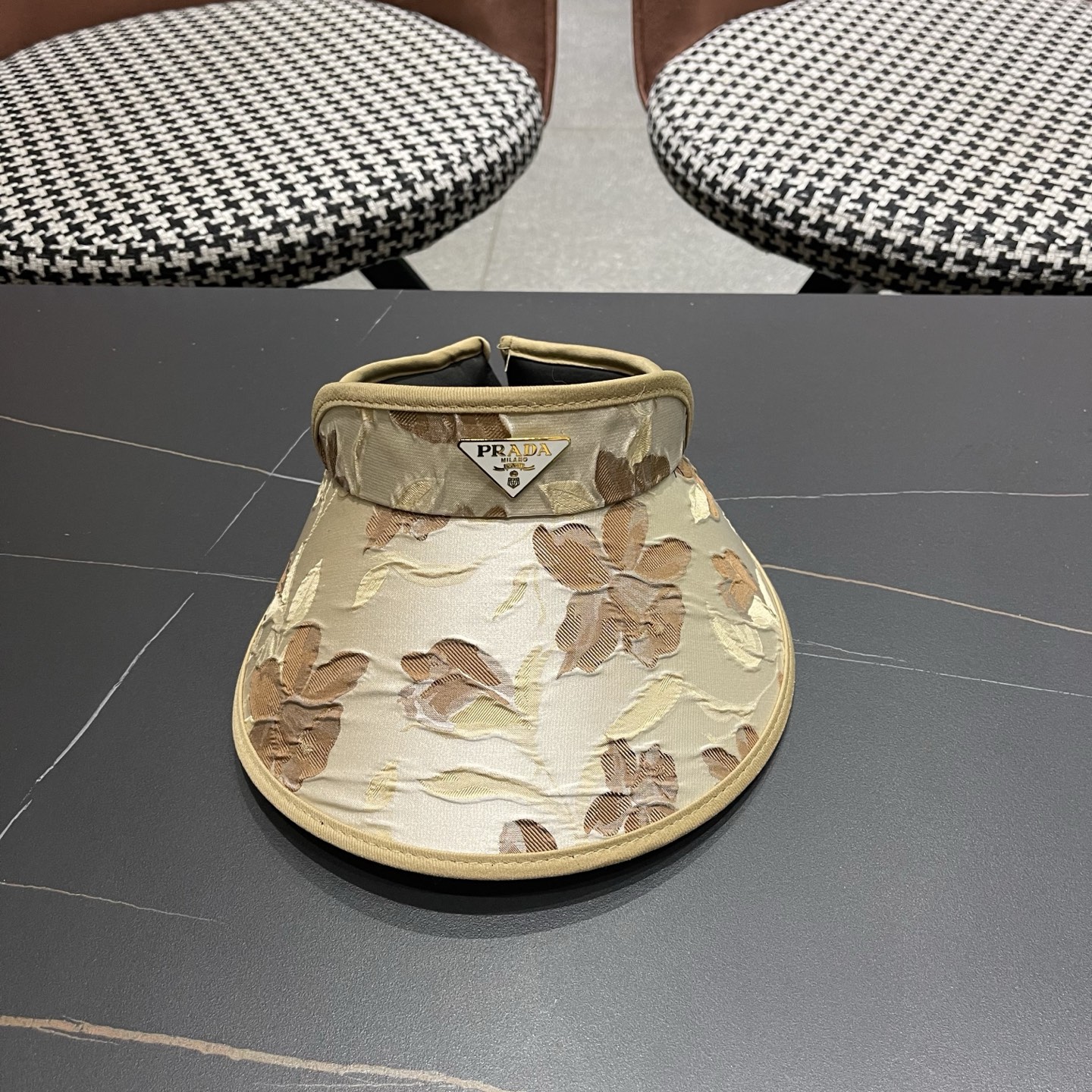 PRADA普拉达 户外韩国进口防晒帽女春宽檐防uv花朵遮阳发箍空顶太阳帽