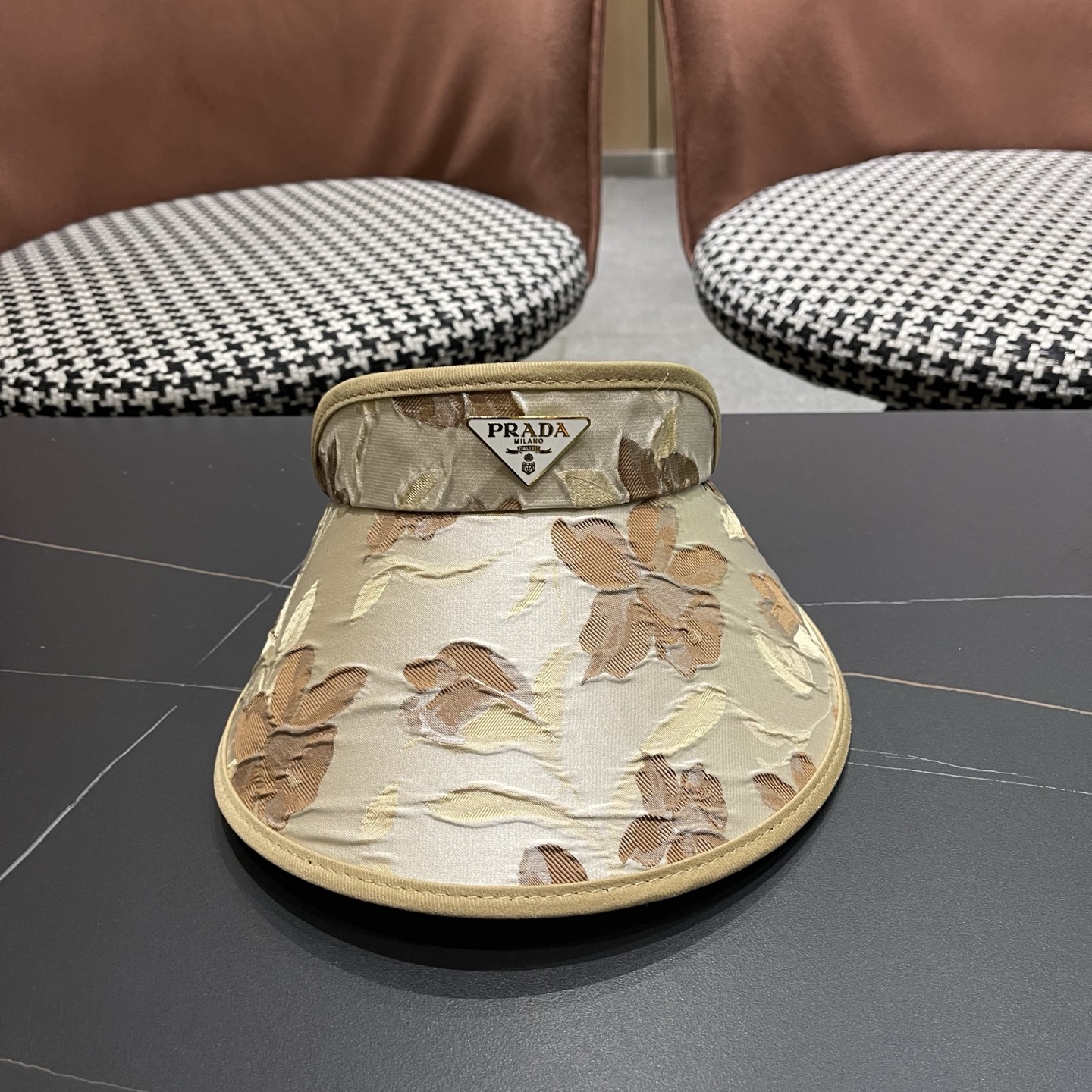 PRADA普拉达 户外韩国进口防晒帽女春宽檐防uv花朵遮阳发箍空顶太阳帽