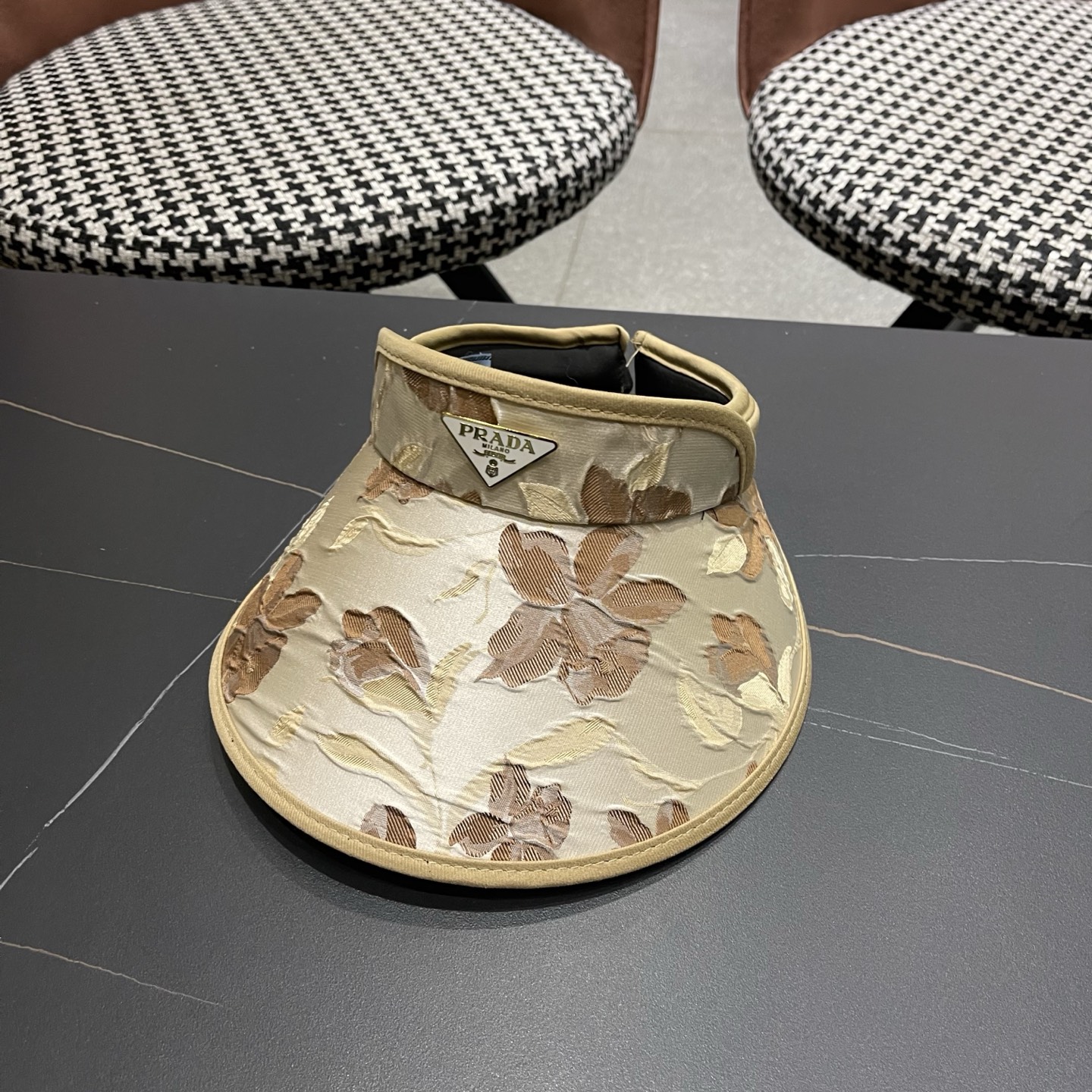 PRADA普拉达 户外韩国进口防晒帽女春宽檐防uv花朵遮阳发箍空顶太阳帽